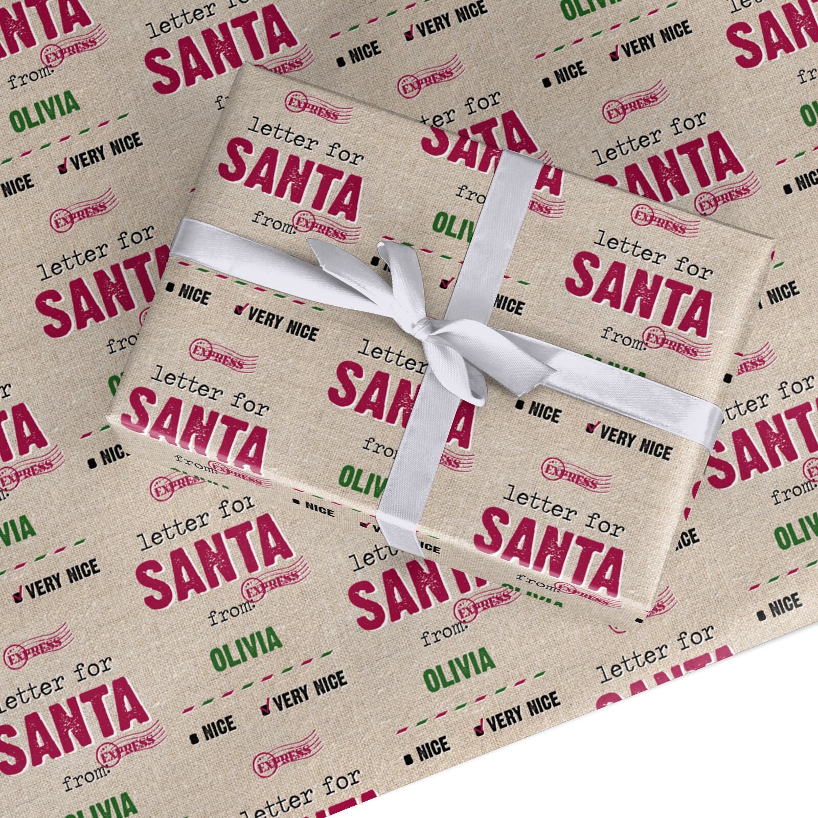Custom Santa and Presents Wrapping Paper Sheets (Personalized