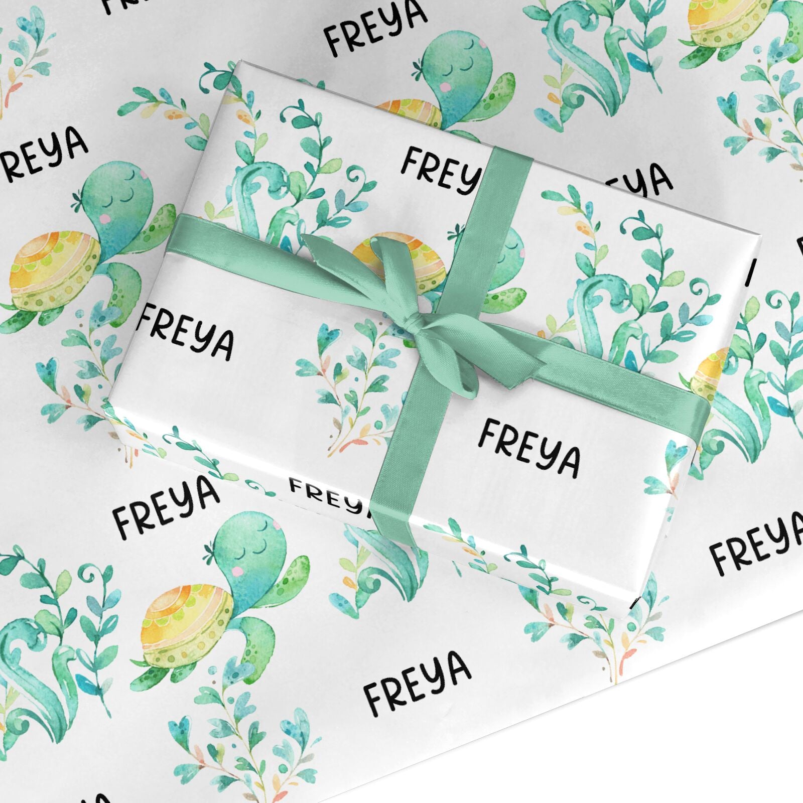 Personalised Green Turtle Wrapping Paper