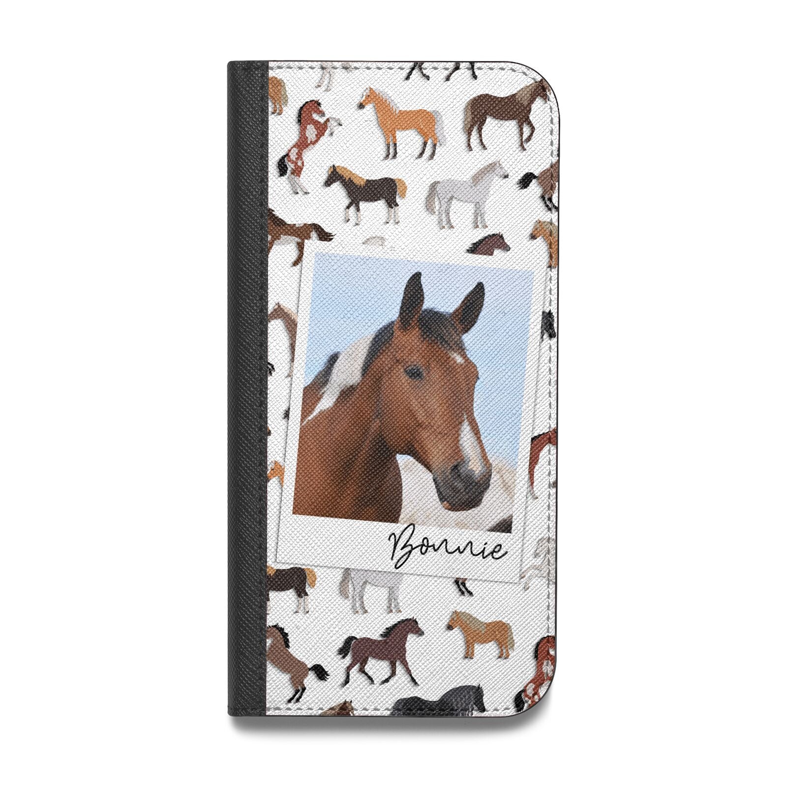 Personalised Horse Photo Vegan Leather Flip iPhone Case