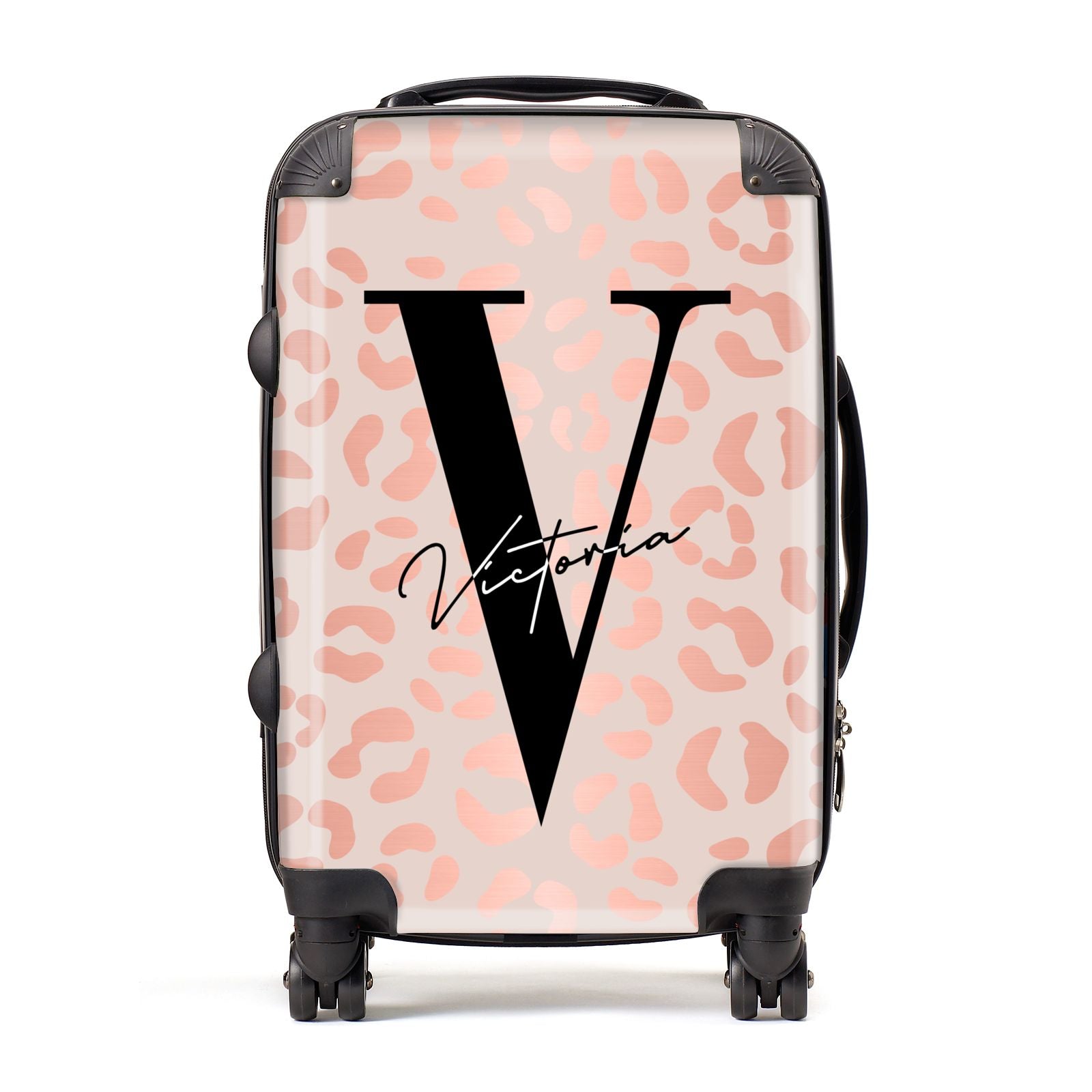 Valentine Grid Leopard Rose Word Luggage Cover