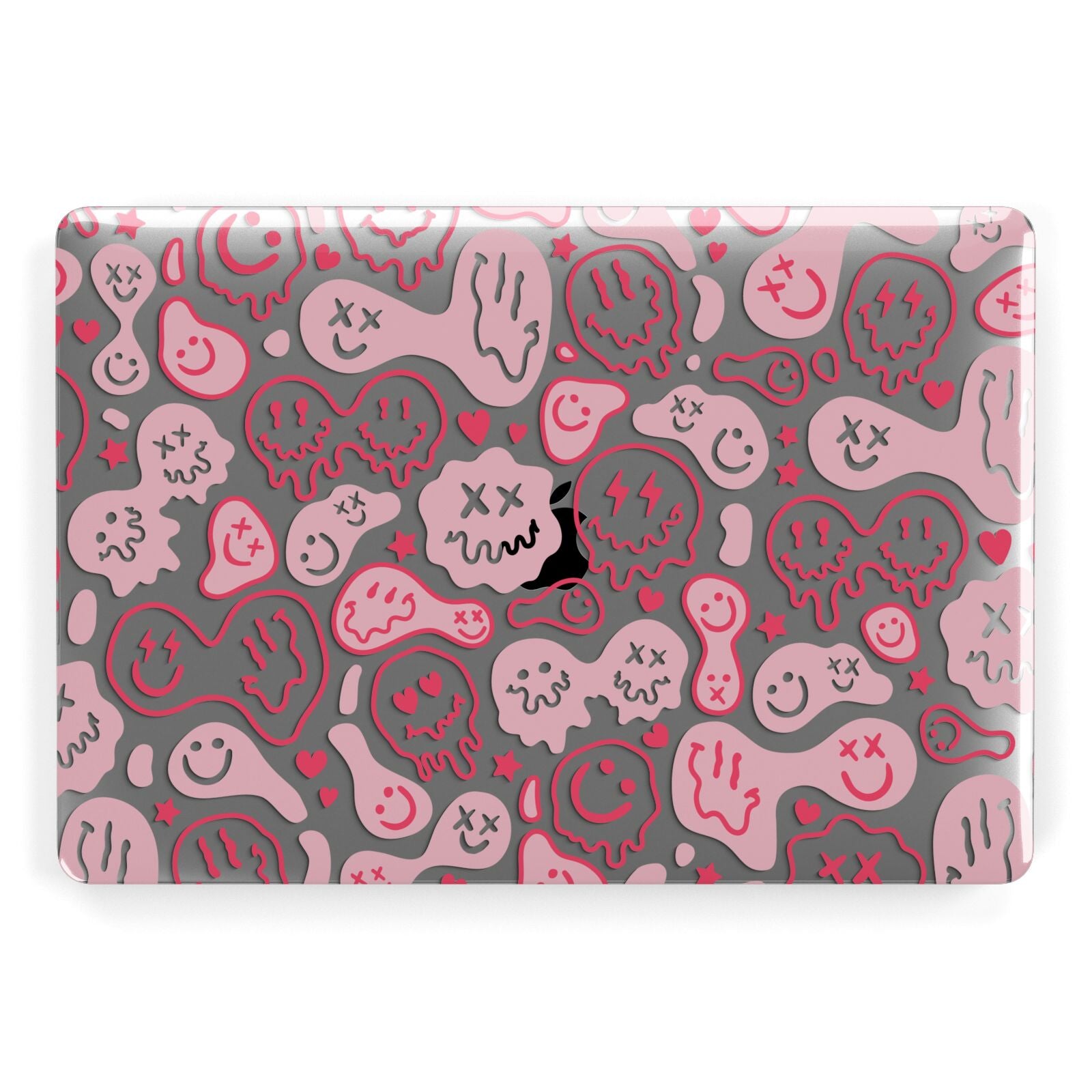 Pink & Red Warped Happy Face Laptop Case, 16 Laptop Case