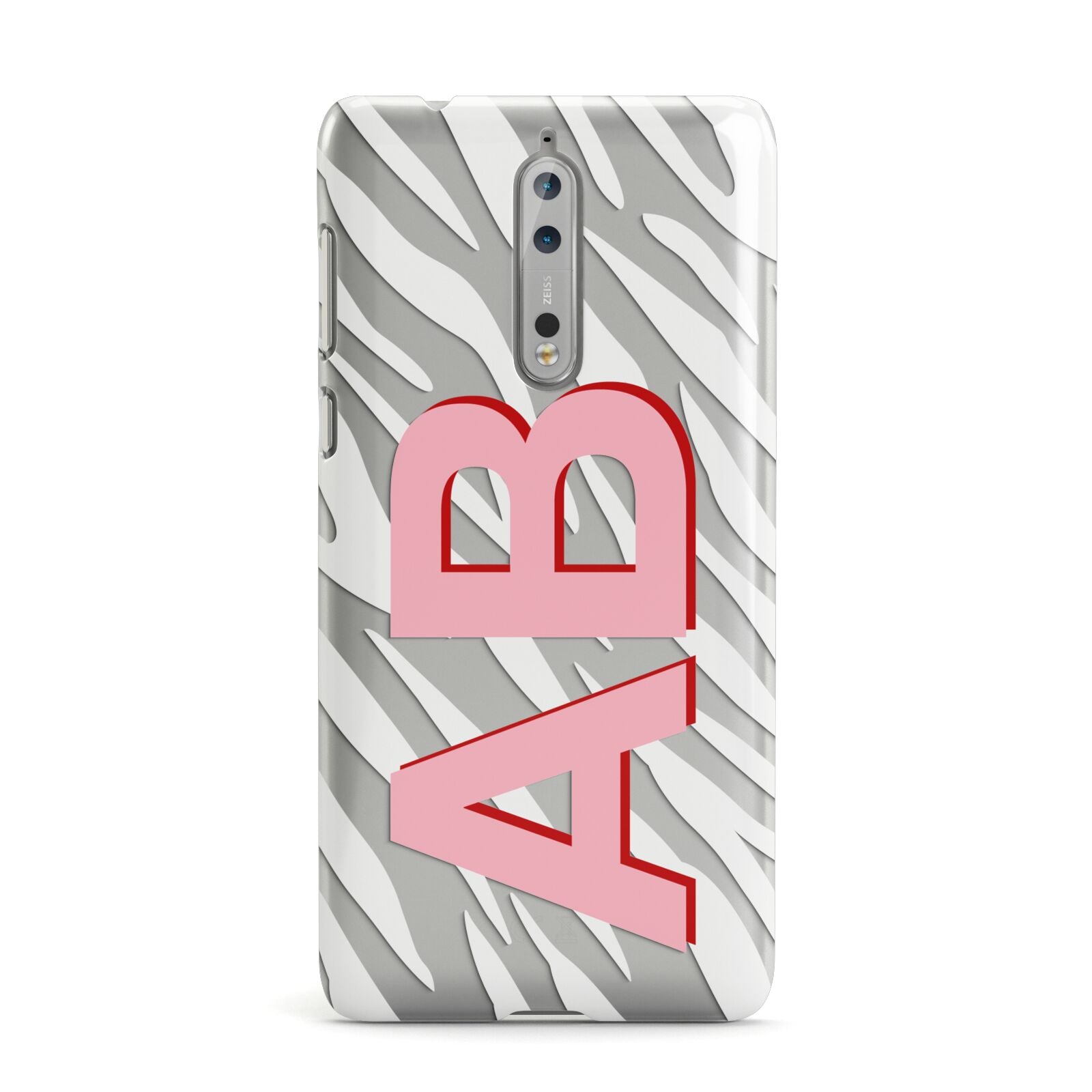 Zebra Initials Personalised Leather iPhone Case