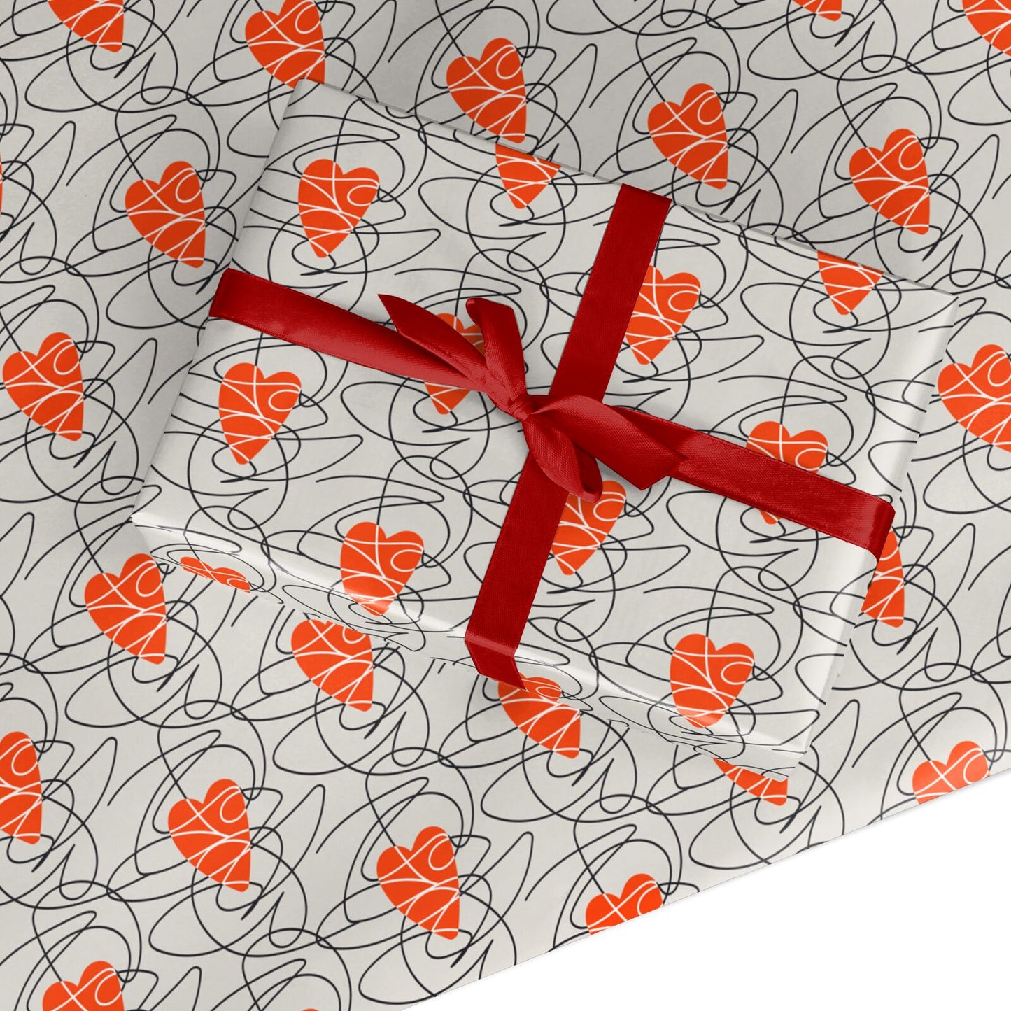 Abstract Love Heart Doodle Valentines Day Custom Wrapping Paper