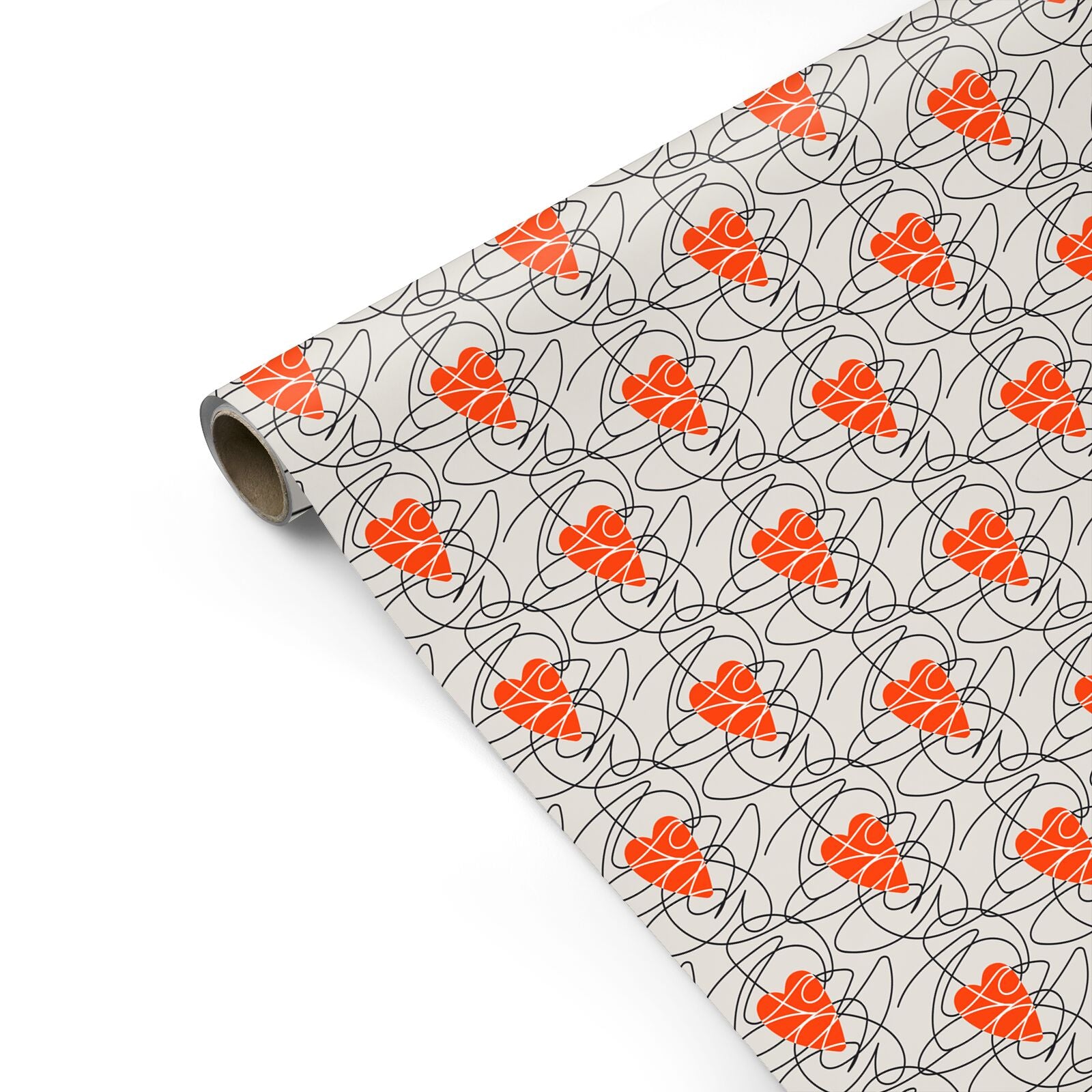 Abstract Love Heart Doodle Valentines Day Personalised Gift Wrap