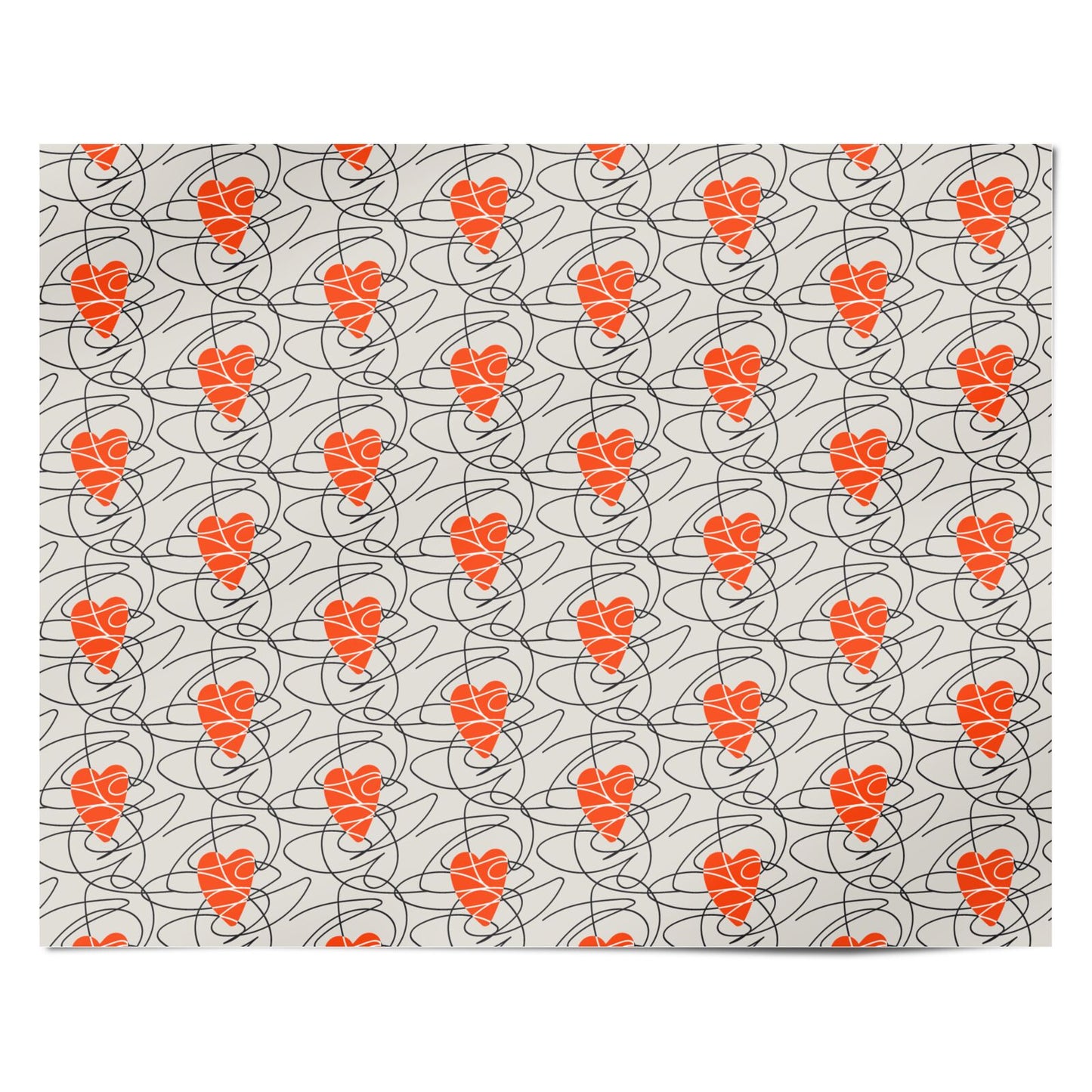 Abstract Love Heart Doodle Valentines Day Personalised Wrapping Paper Alternative