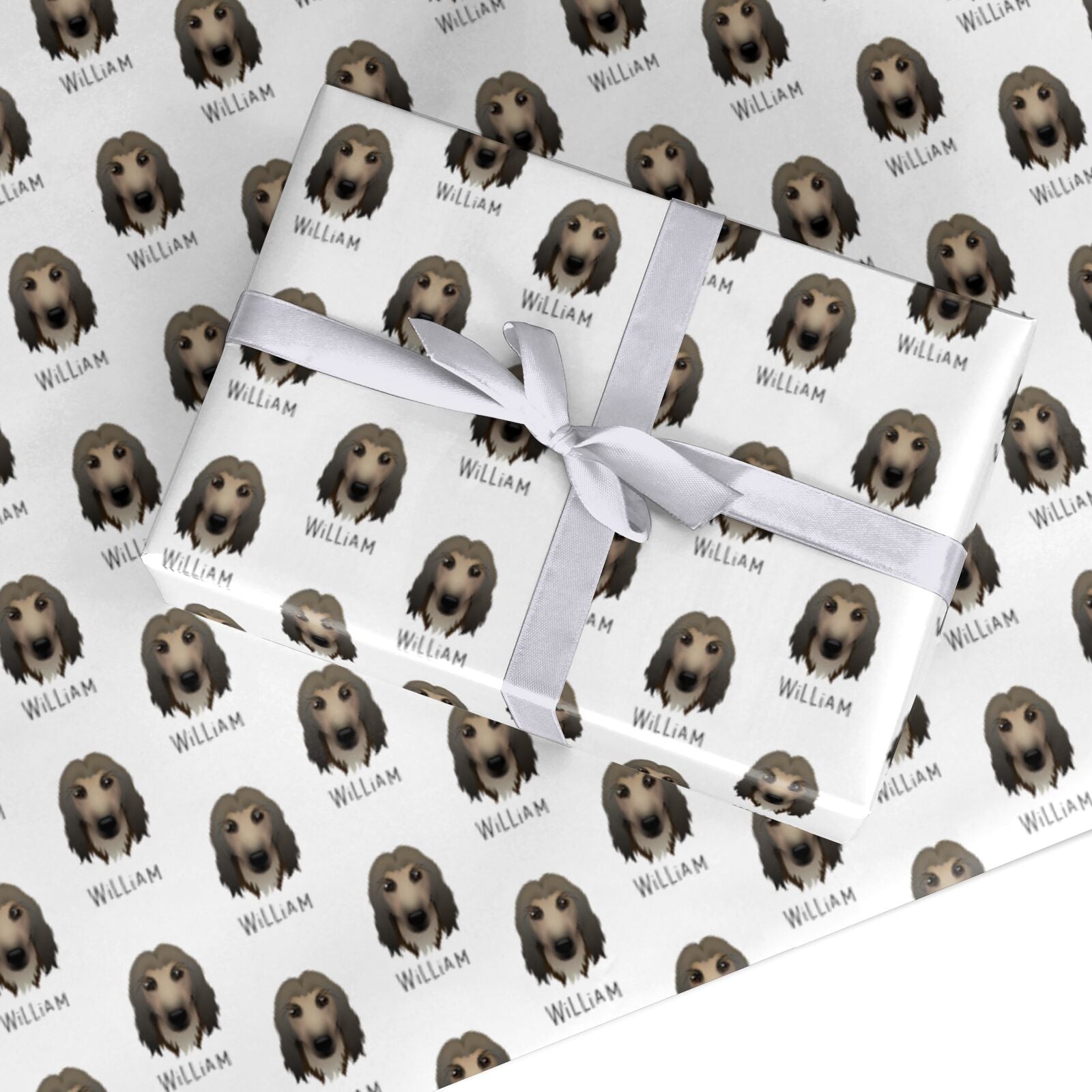 Afghan Hound Icon with Name Custom Wrapping Paper