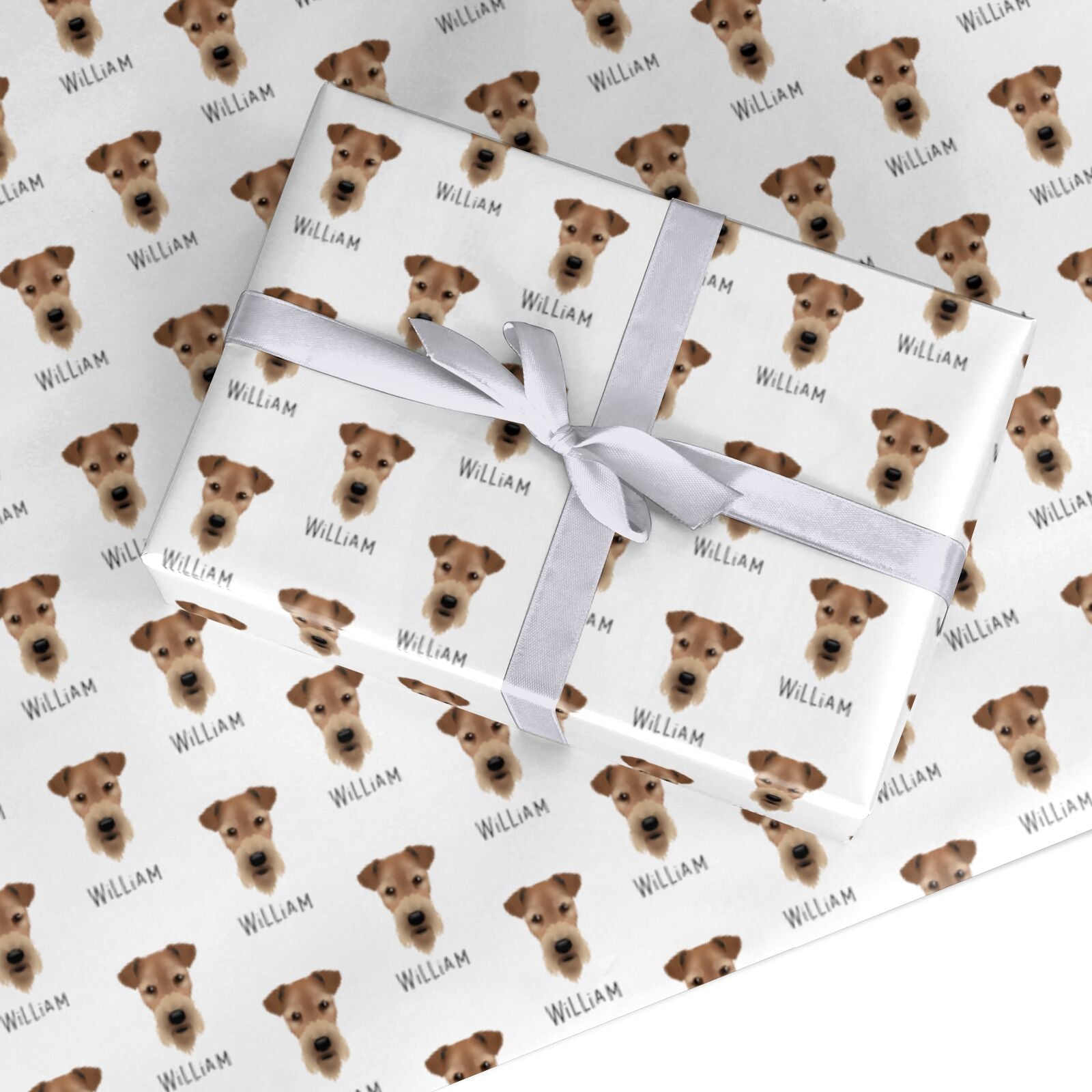 Airedale Terrier Icon with Name Custom Wrapping Paper