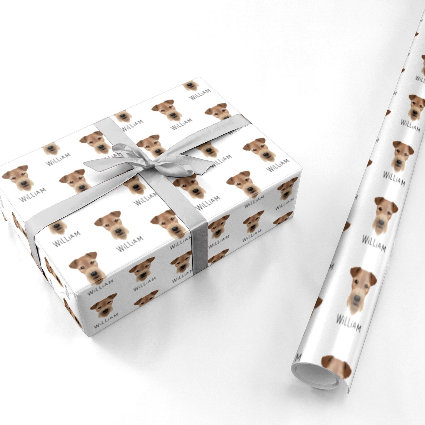 Airedale Terrier Icon with Name Personalised Wrapping Paper