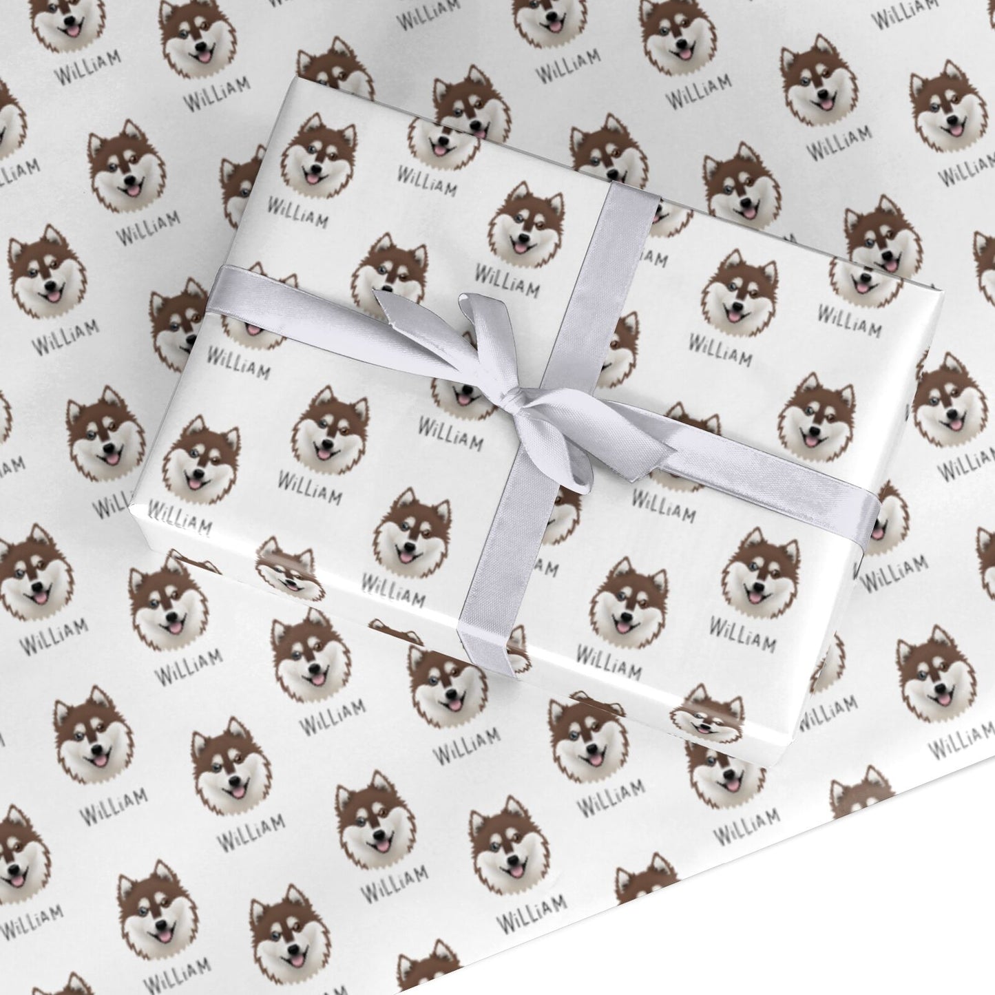 Alaskan Klee Kai Icon with Name Custom Wrapping Paper