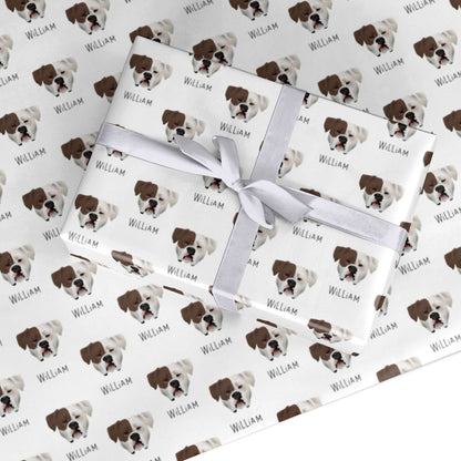 American Bulldog Icon with Name Custom Wrapping Paper