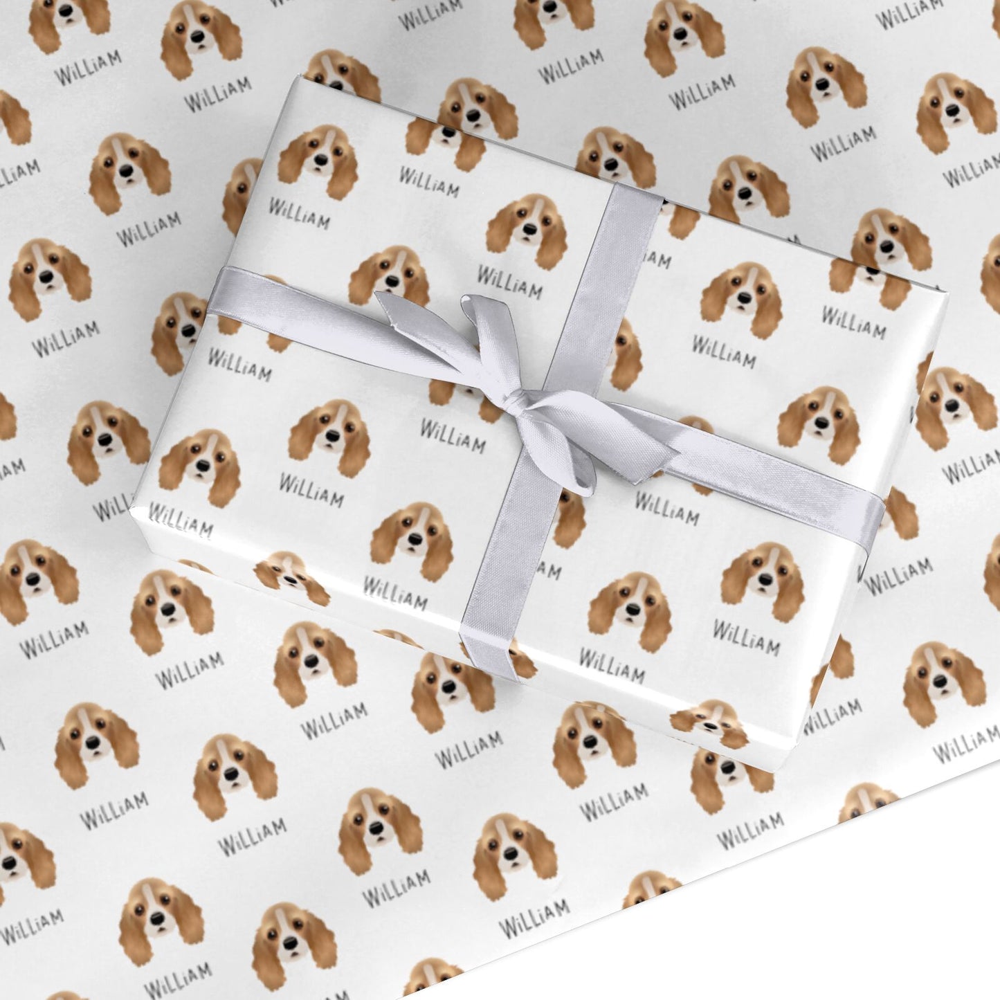 American Cocker Spaniel Icon with Name Custom Wrapping Paper