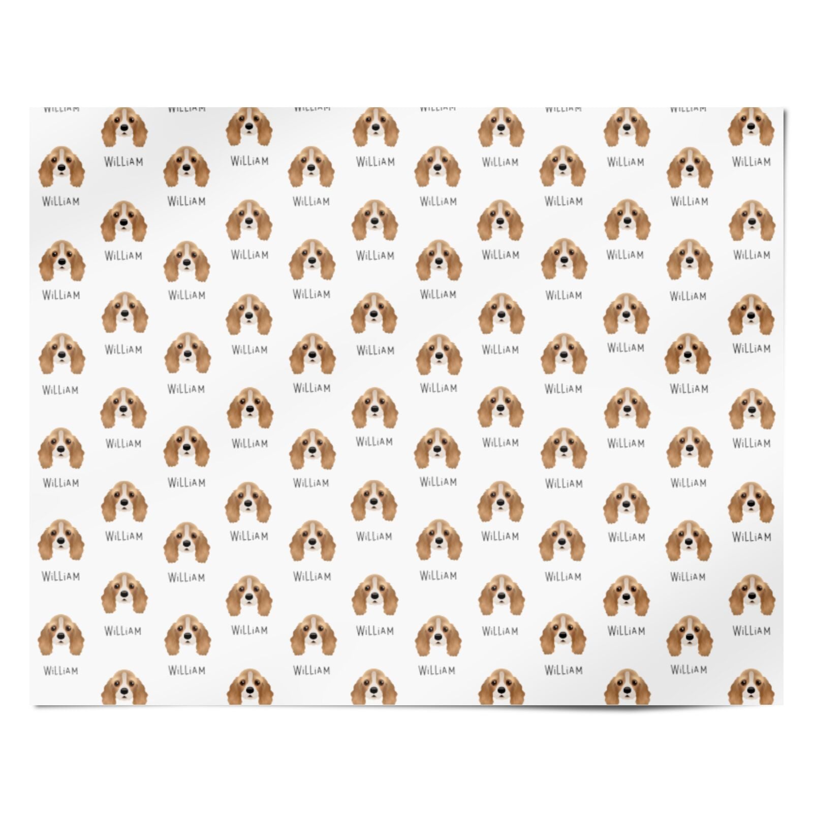 American Cocker Spaniel Icon with Name Personalised Wrapping Paper Alternative