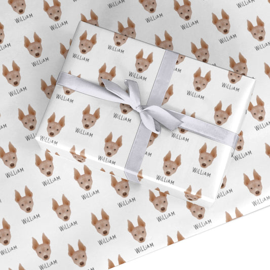 American Hairless Terrier Icon with Name Custom Wrapping Paper