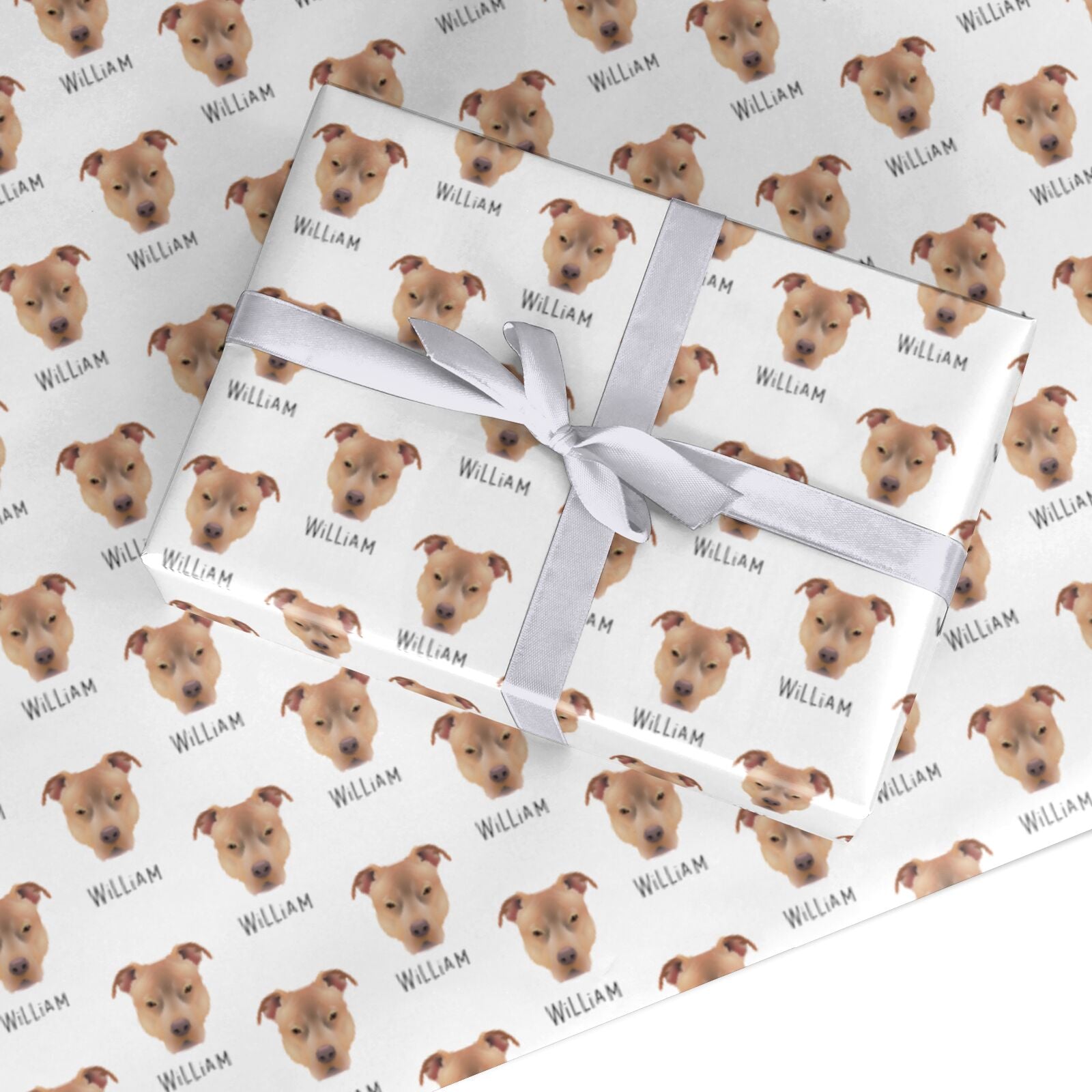 American Pit Bull Terrier Icon with Name Custom Wrapping Paper