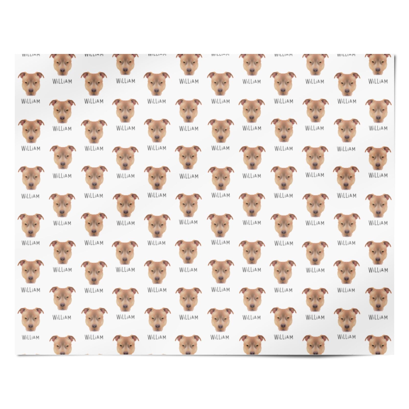 American Pit Bull Terrier Icon with Name Personalised Wrapping Paper Alternative