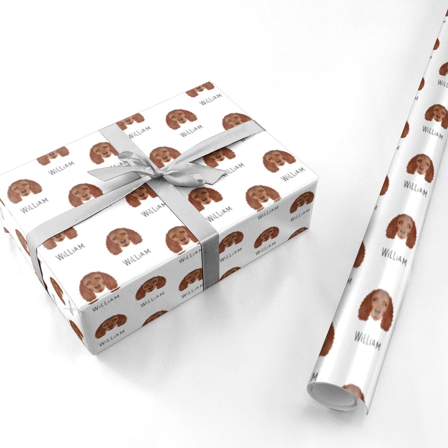 American Water Spaniel Icon with Name Personalised Wrapping Paper