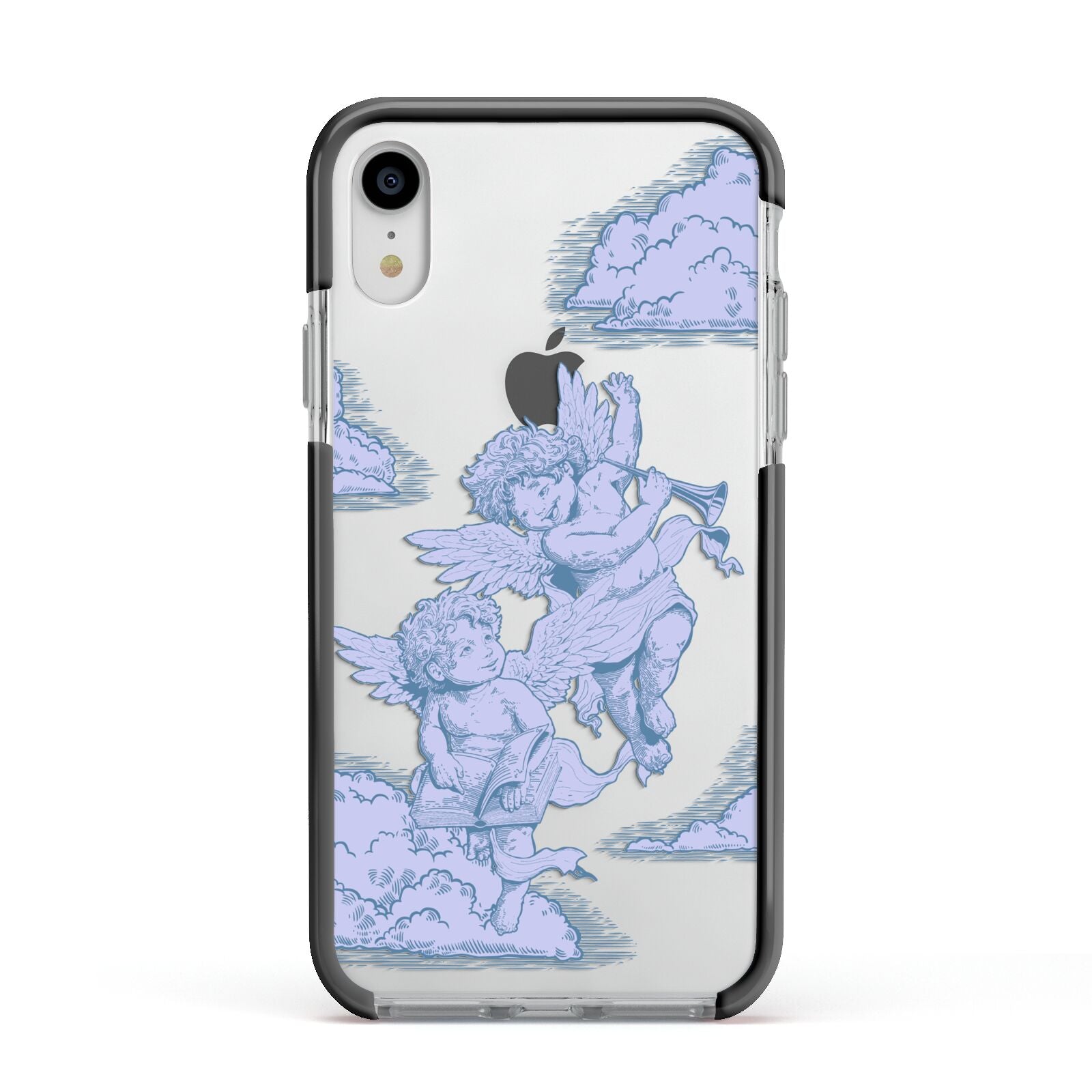 Angel Cloud Blue Apple iPhone XR Impact Case Black Edge on Silver Phone