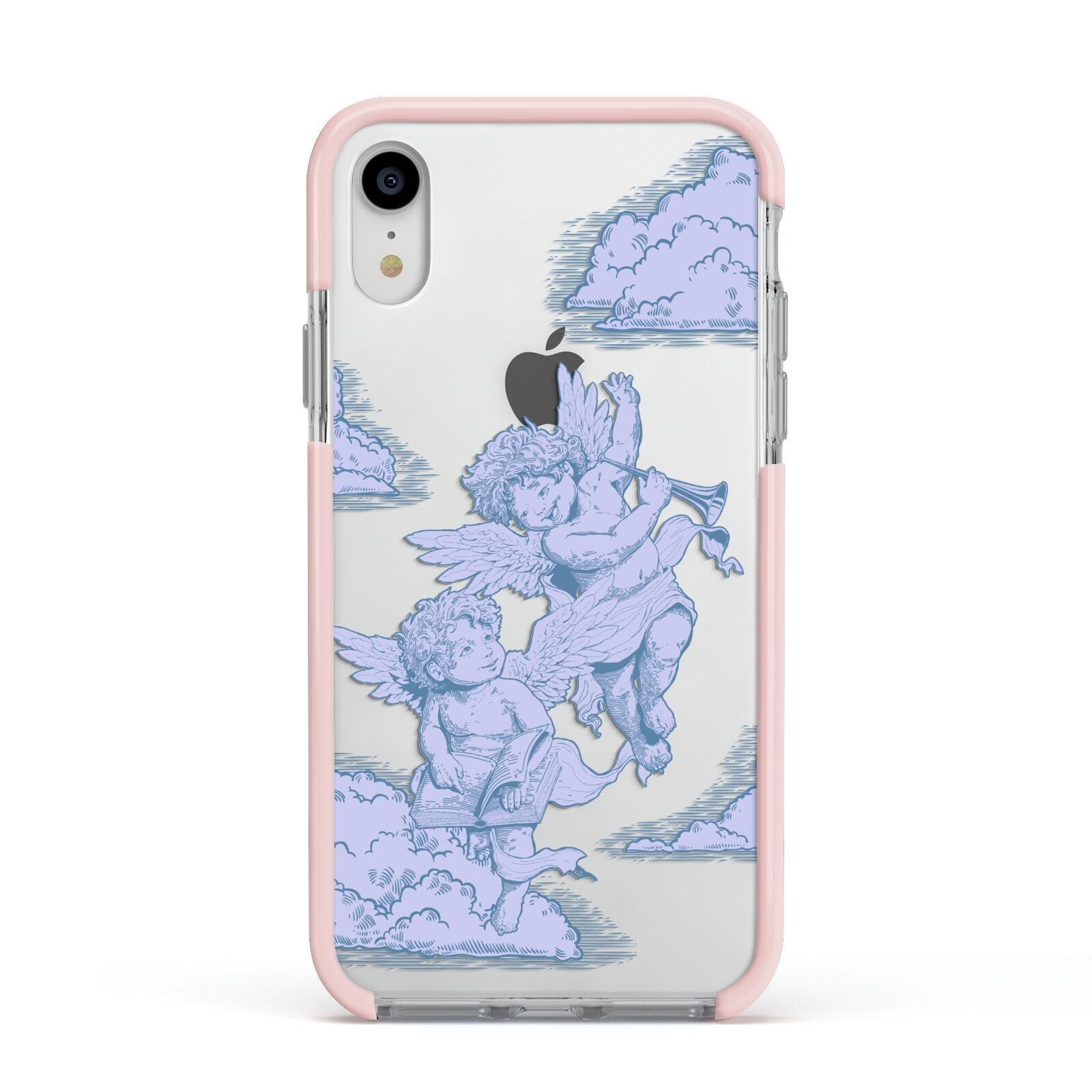 Angel Cloud Blue Apple iPhone XR Impact Case Pink Edge on Silver Phone