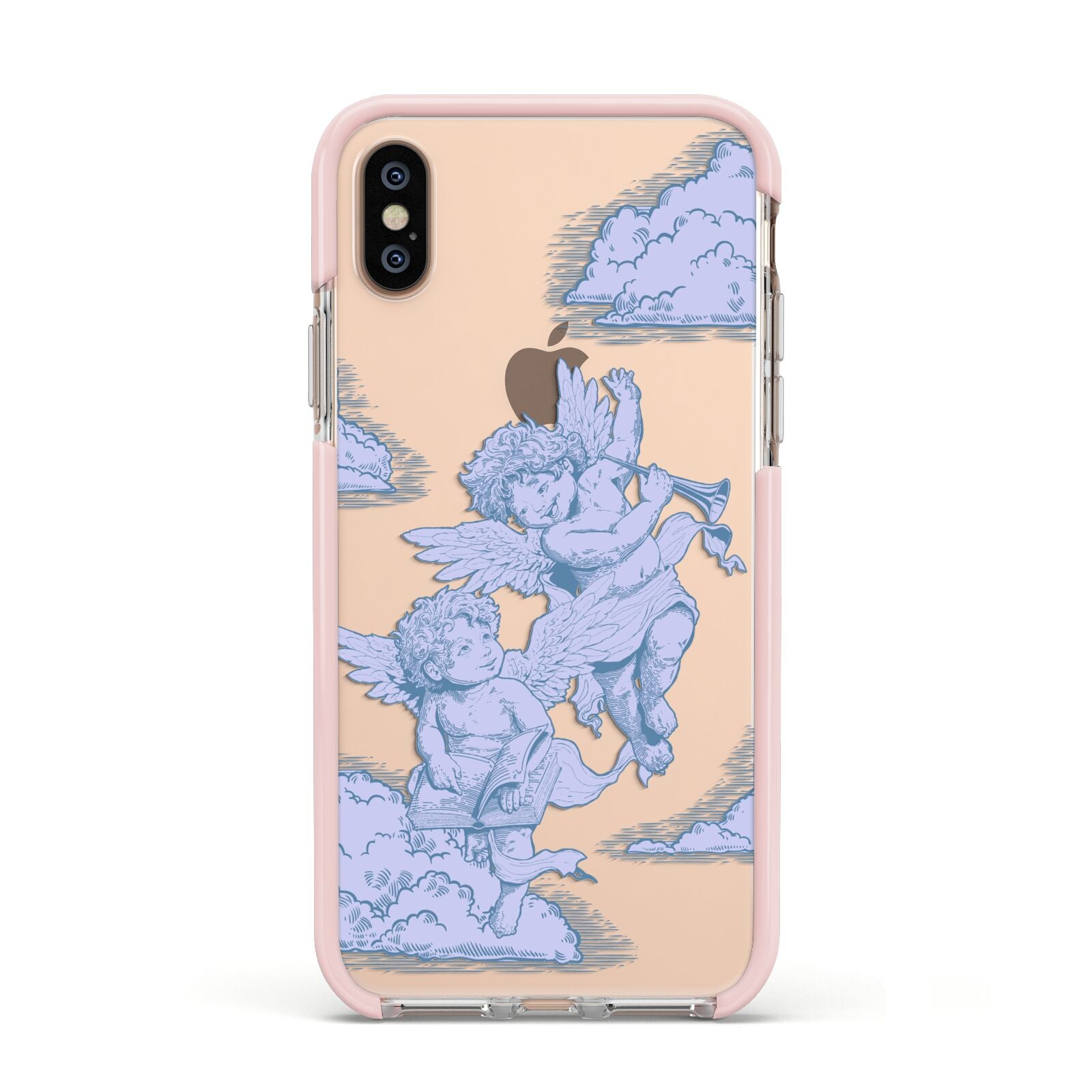 Angel Cloud Blue Apple iPhone Xs Impact Case Pink Edge on Gold Phone