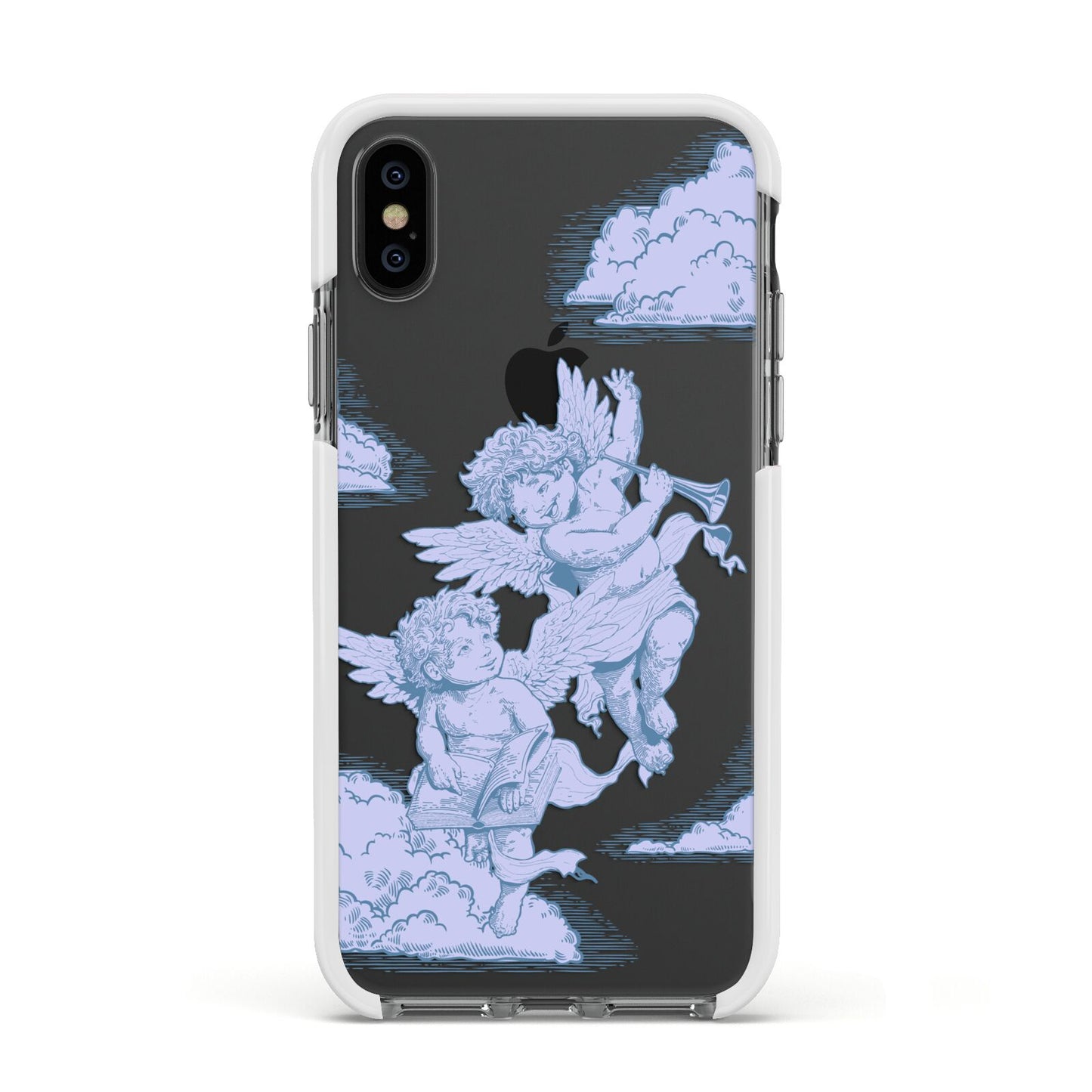 Angel Cloud Blue Apple iPhone Xs Impact Case White Edge on Black Phone