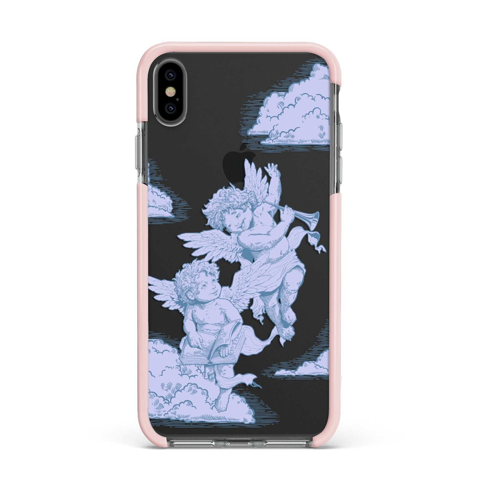 Angel Cloud Blue Apple iPhone Xs Max Impact Case Pink Edge on Black Phone