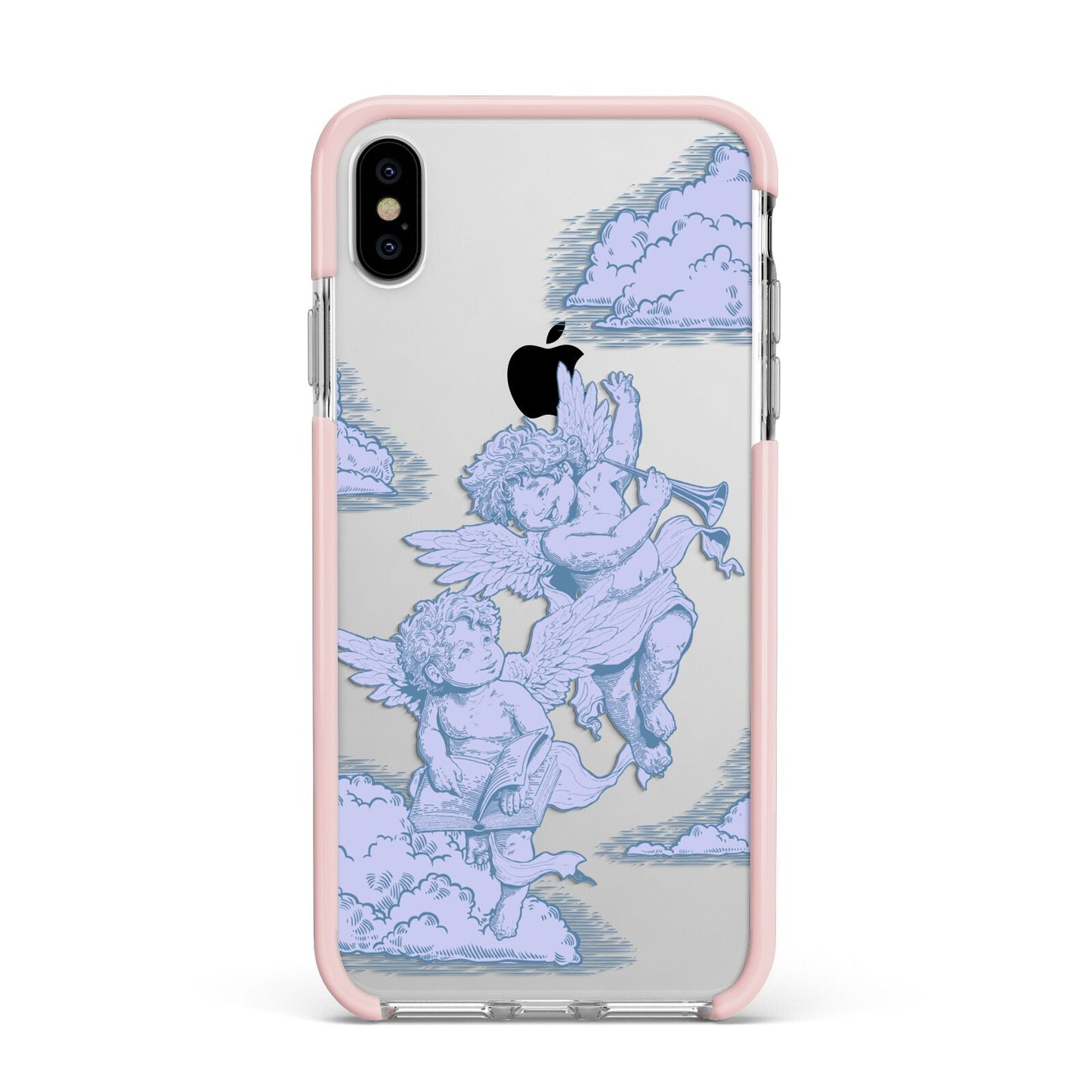 Angel Cloud Blue Apple iPhone Xs Max Impact Case Pink Edge on Silver Phone