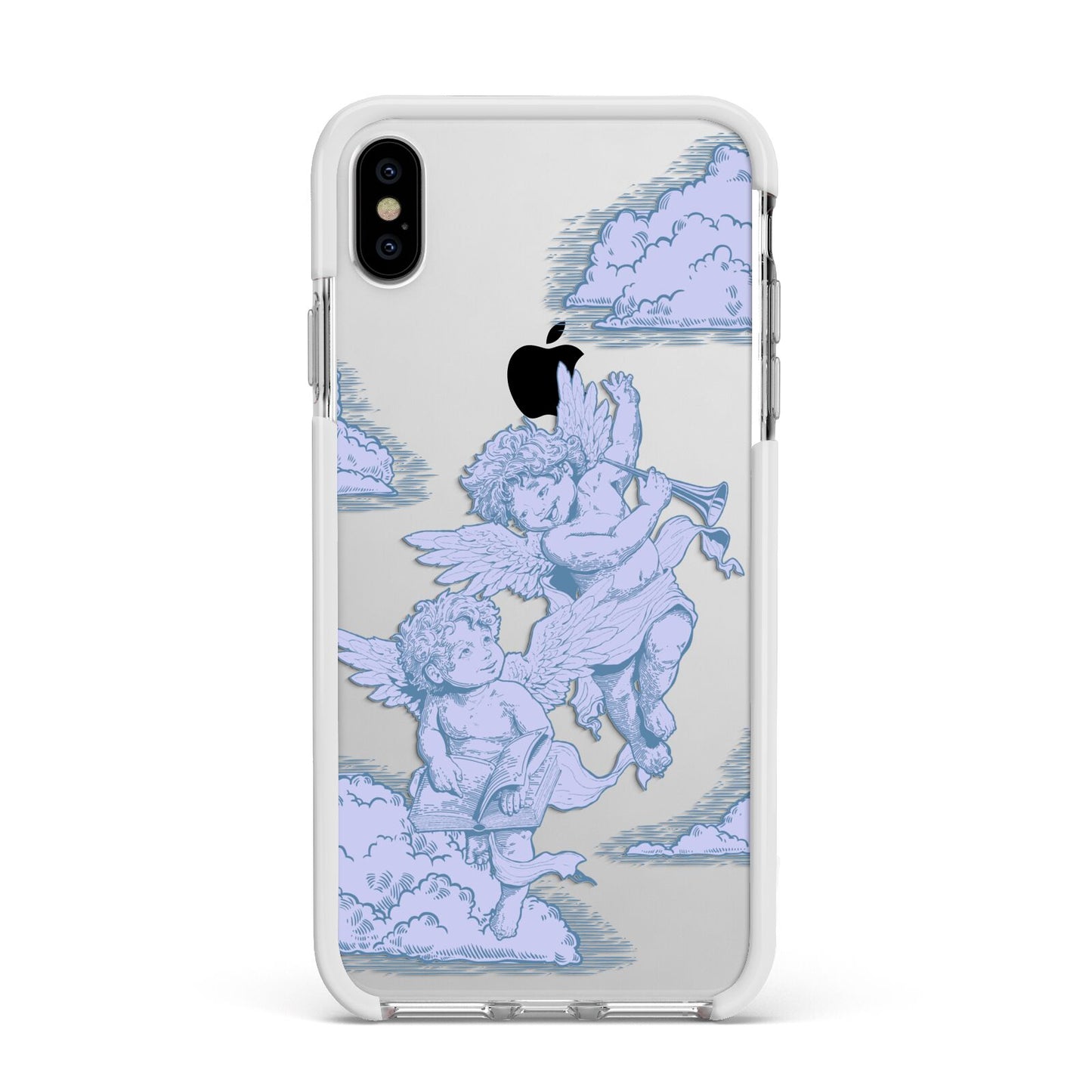 Angel Cloud Blue Apple iPhone Xs Max Impact Case White Edge on Silver Phone