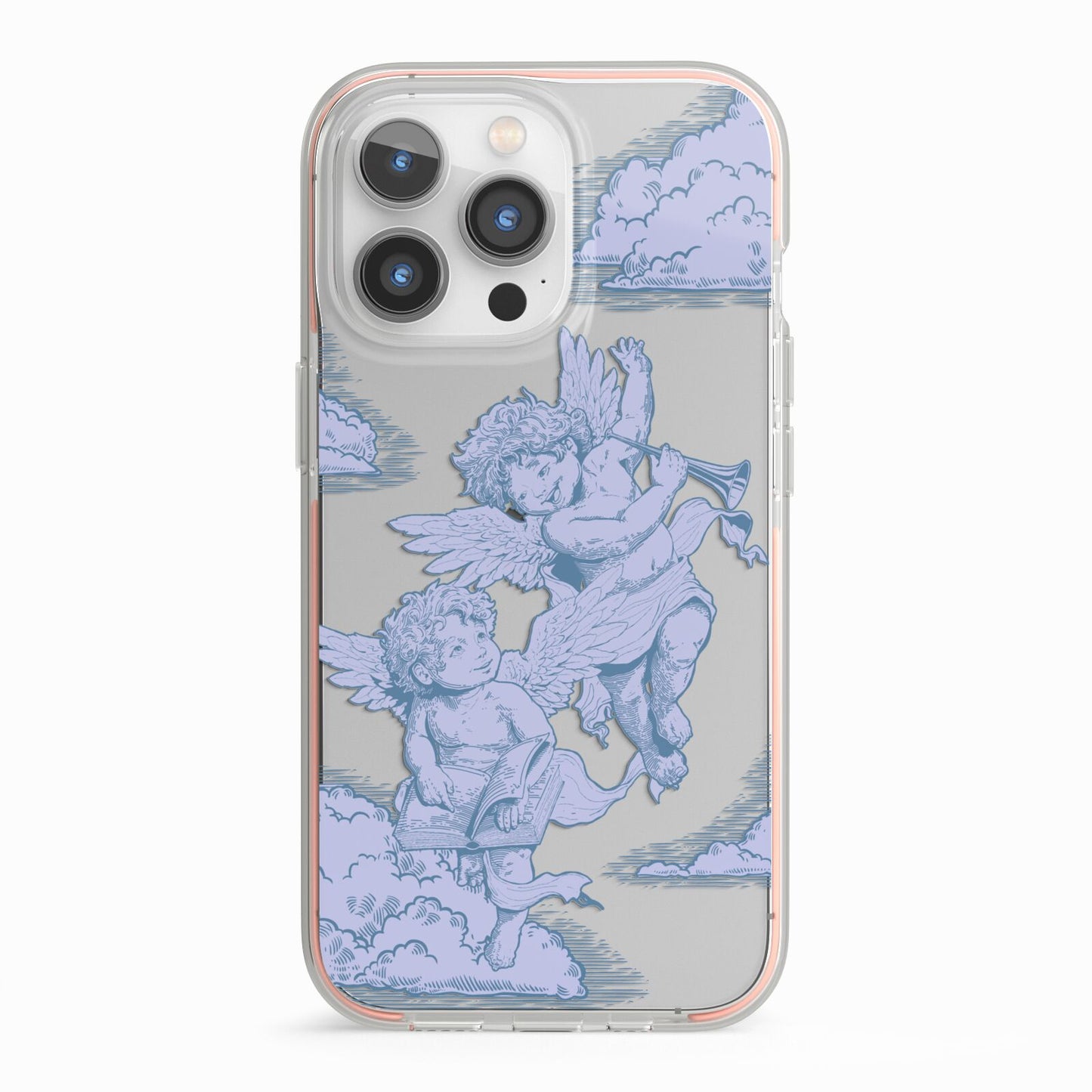 Angel Cloud Blue iPhone 13 Pro TPU Impact Case with Pink Edges