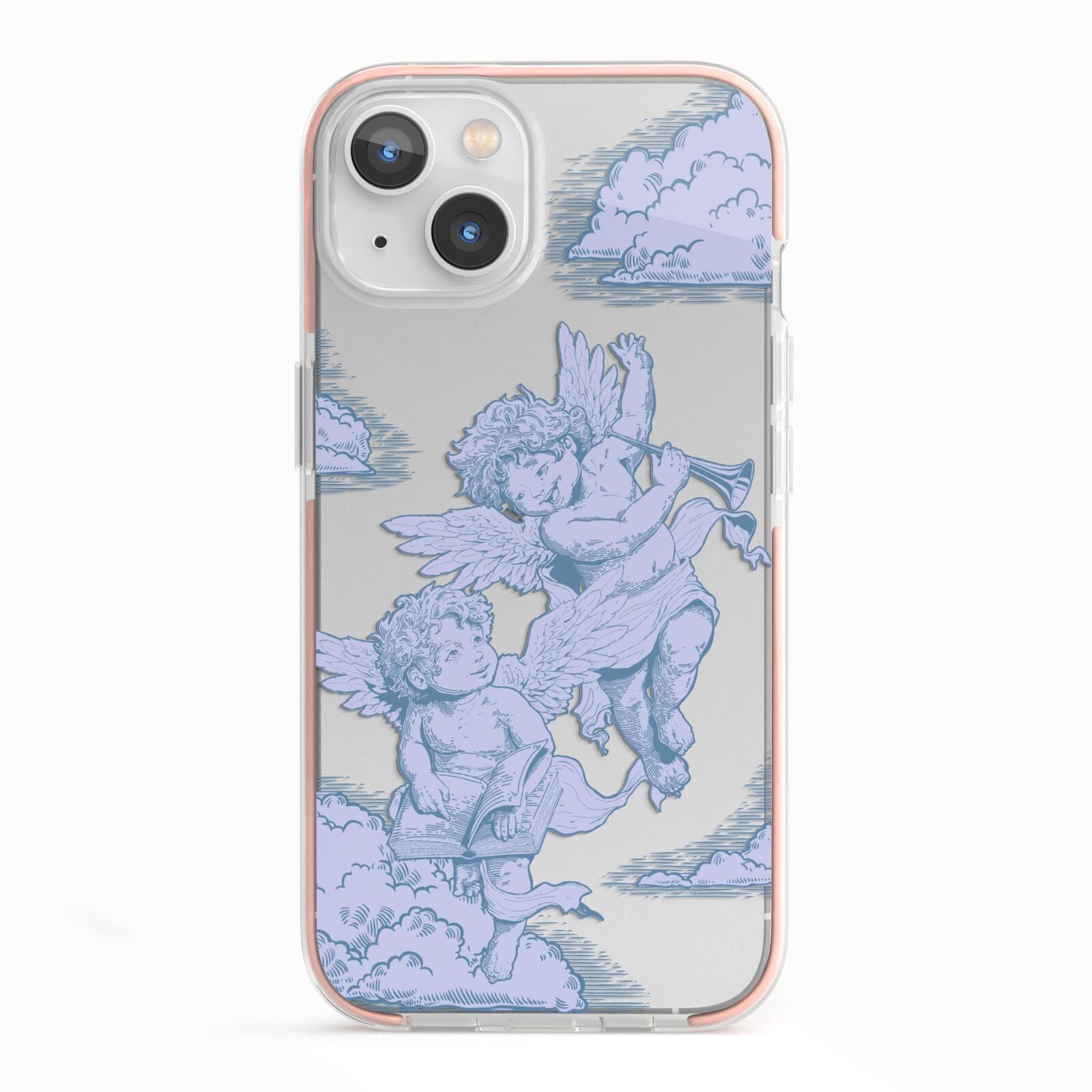 Angel Cloud Blue iPhone 13 TPU Impact Case with Pink Edges