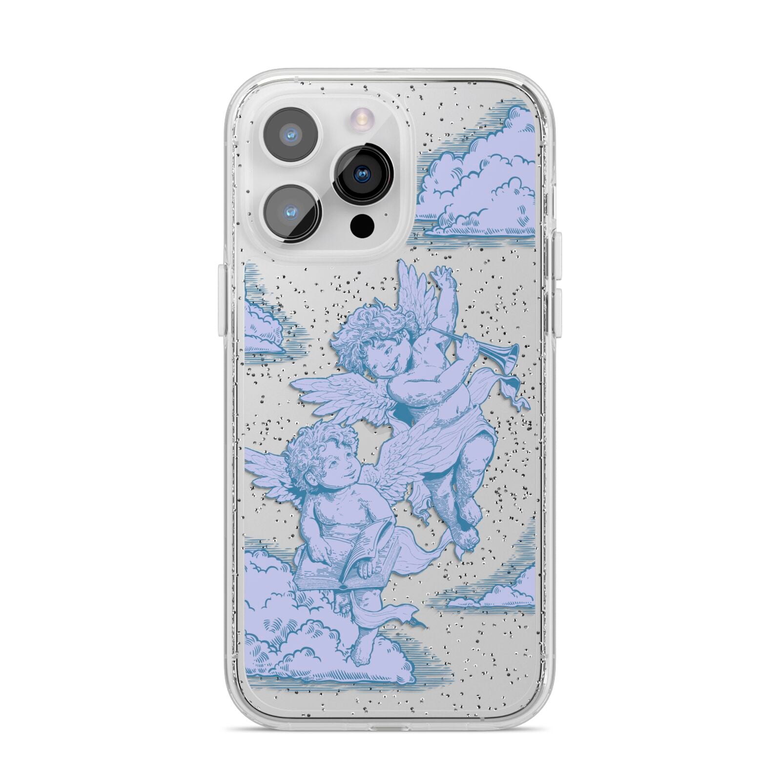 Angel Cloud Blue iPhone 14 Pro Max Glitter Tough Case Silver