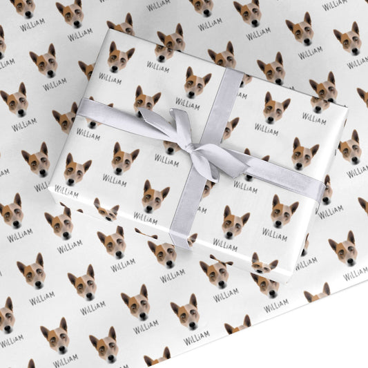 Australian Cattle Dog Icon with Name Custom Wrapping Paper