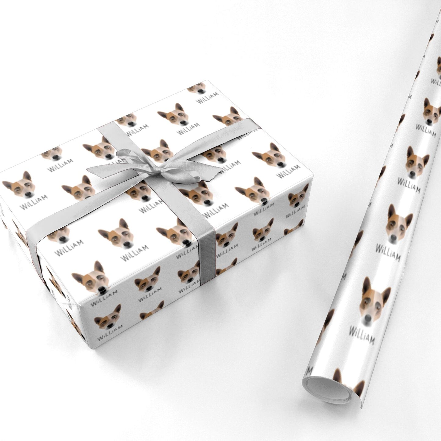 Australian Cattle Dog Icon with Name Personalised Wrapping Paper