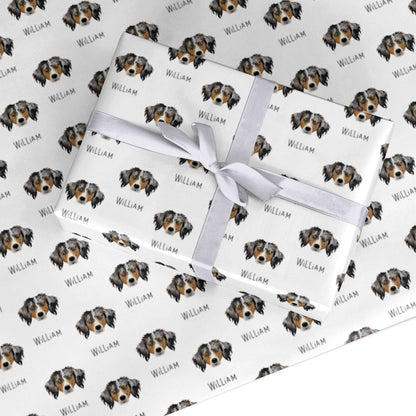 Australian Shepherd Icon with Name Custom Wrapping Paper