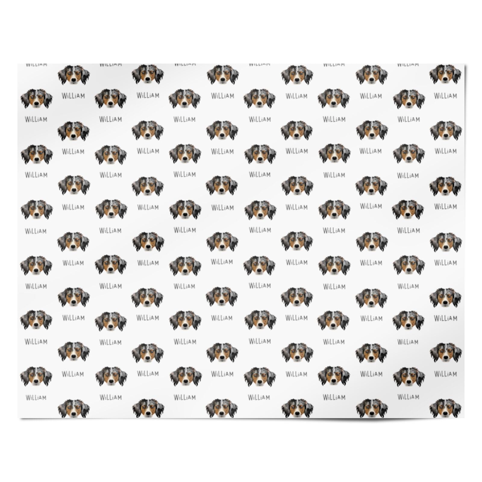 Australian Shepherd Icon with Name Personalised Wrapping Paper Alternative