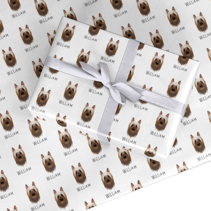 Australian Silky Terrier Icon with Name Custom Wrapping Paper