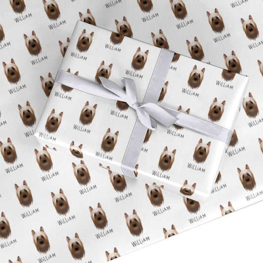 Australian Silky Terrier Icon with Name Custom Wrapping Paper