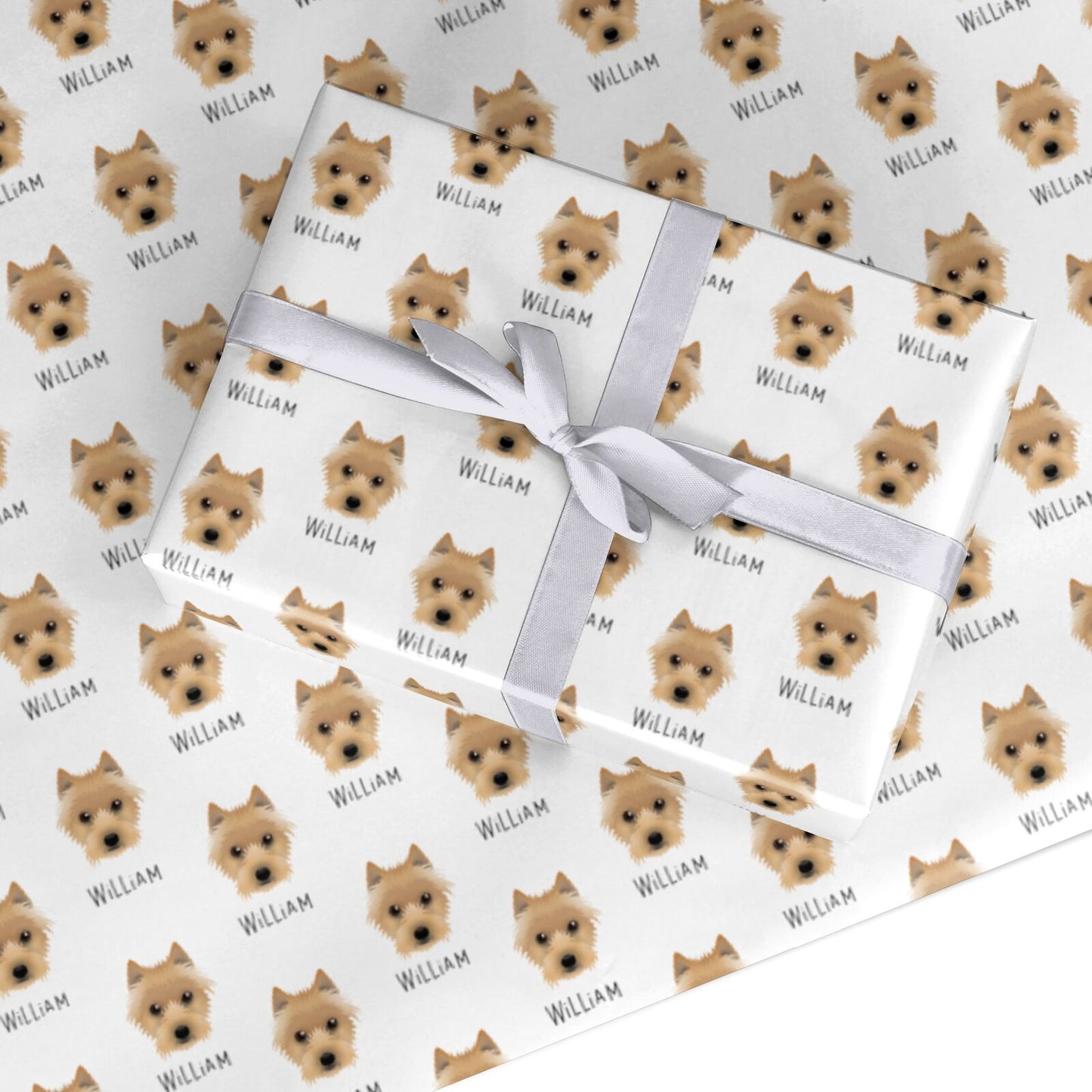 Australian Terrier Icon with Name Custom Wrapping Paper