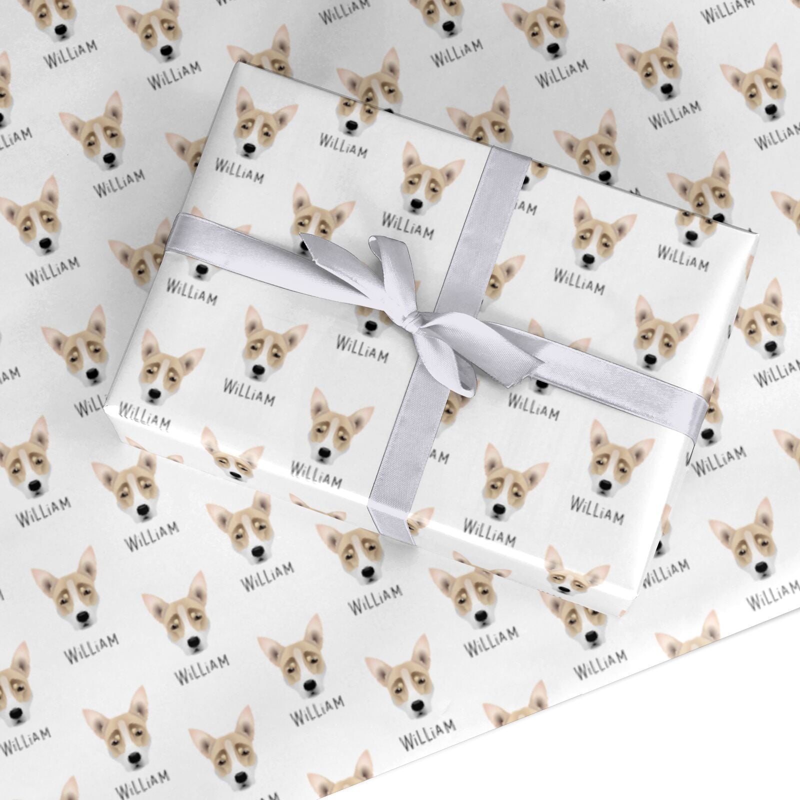 Australian Working Kelpie Icon with Name Custom Wrapping Paper