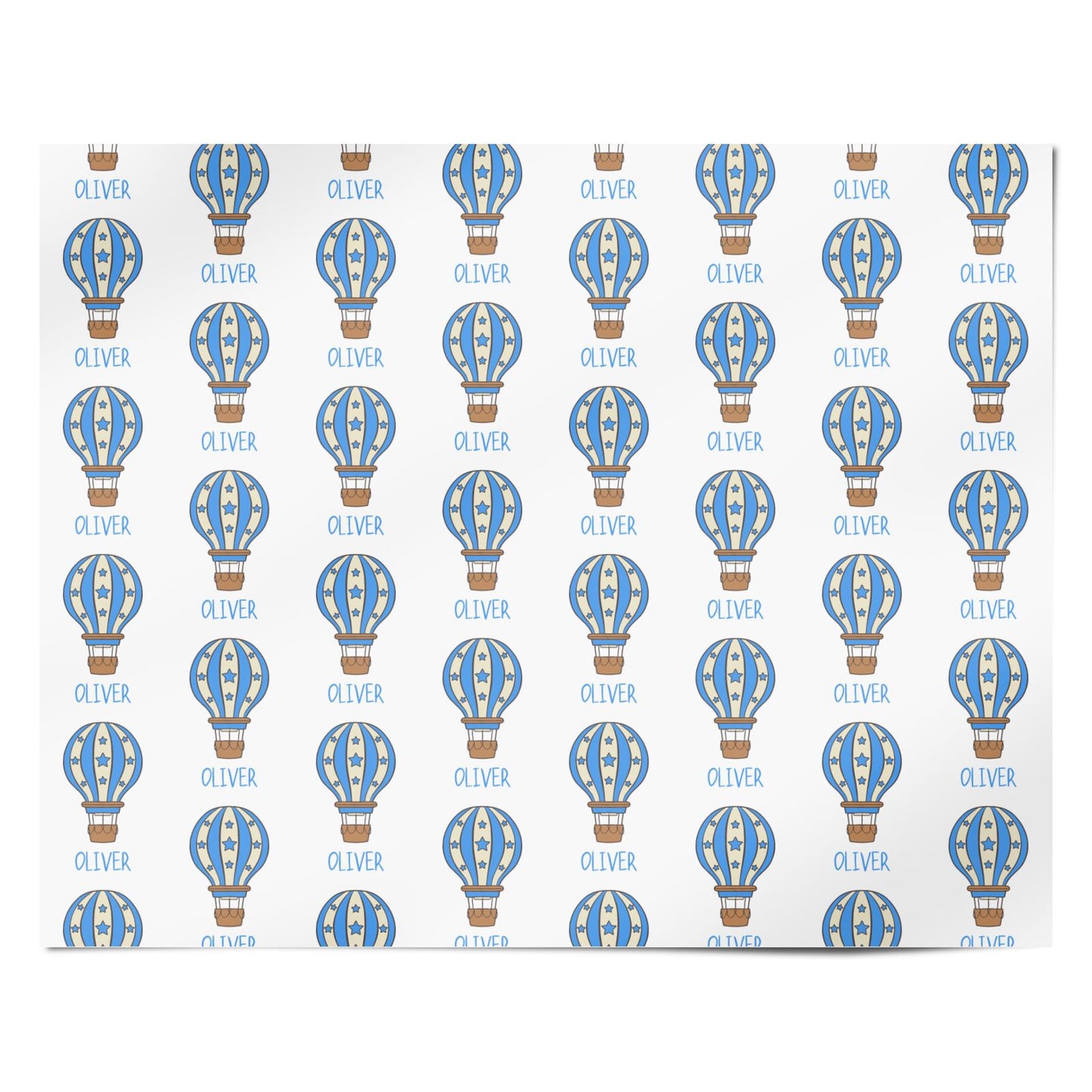 Baby Boys Personalised Hot Air Balloon Personalised Wrapping Paper Alternative