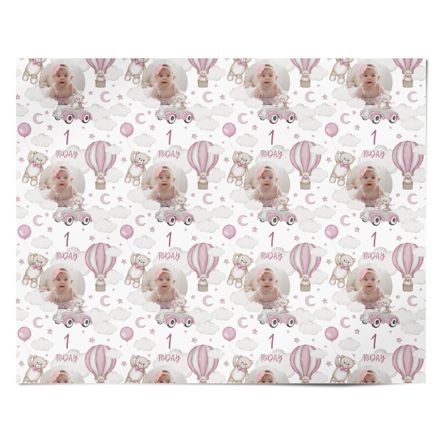 Baby Girls Personalised 1st Birthday Photo Personalised Wrapping Paper Alternative