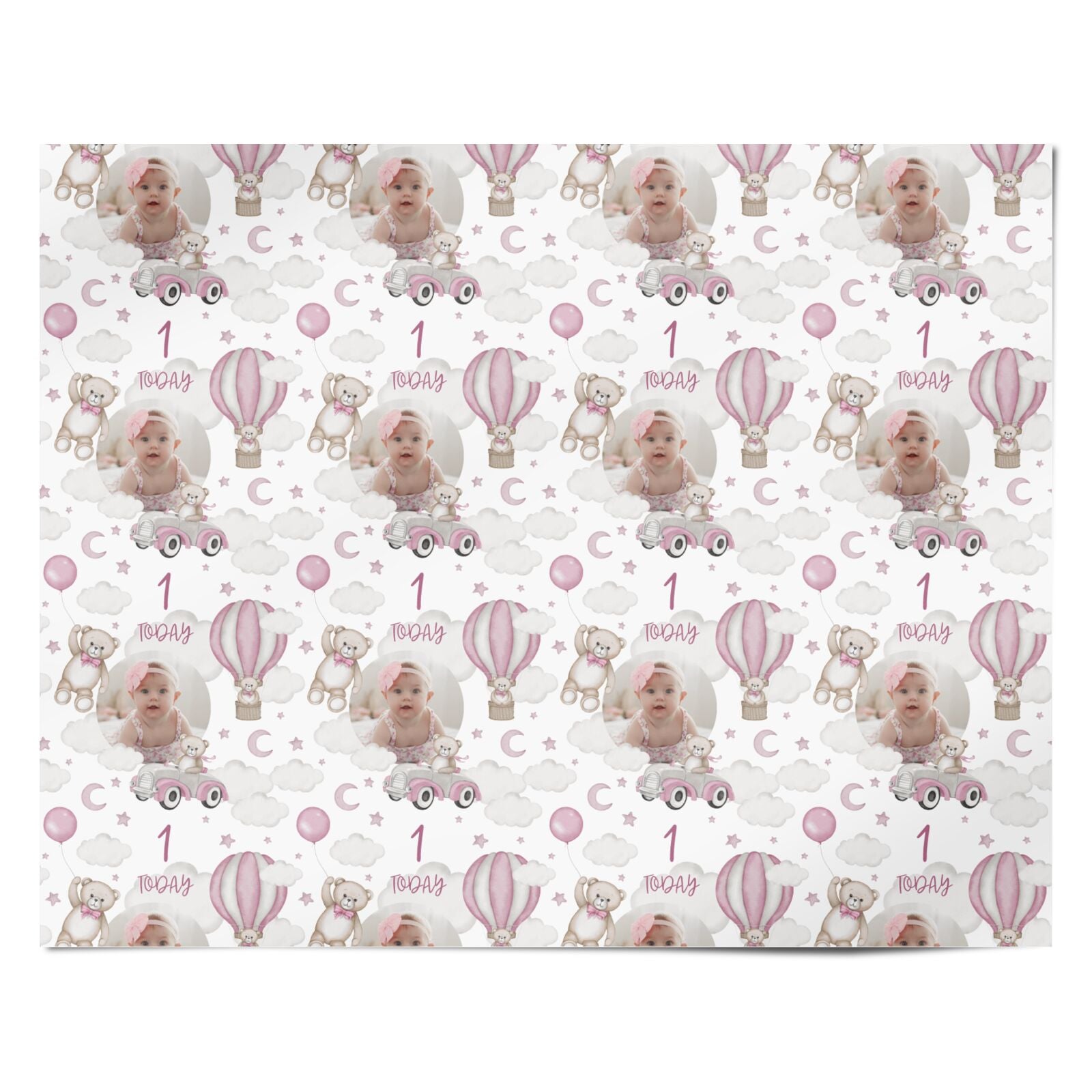 Baby Girls Personalised 1st Birthday Photo Personalised Wrapping Paper Alternative