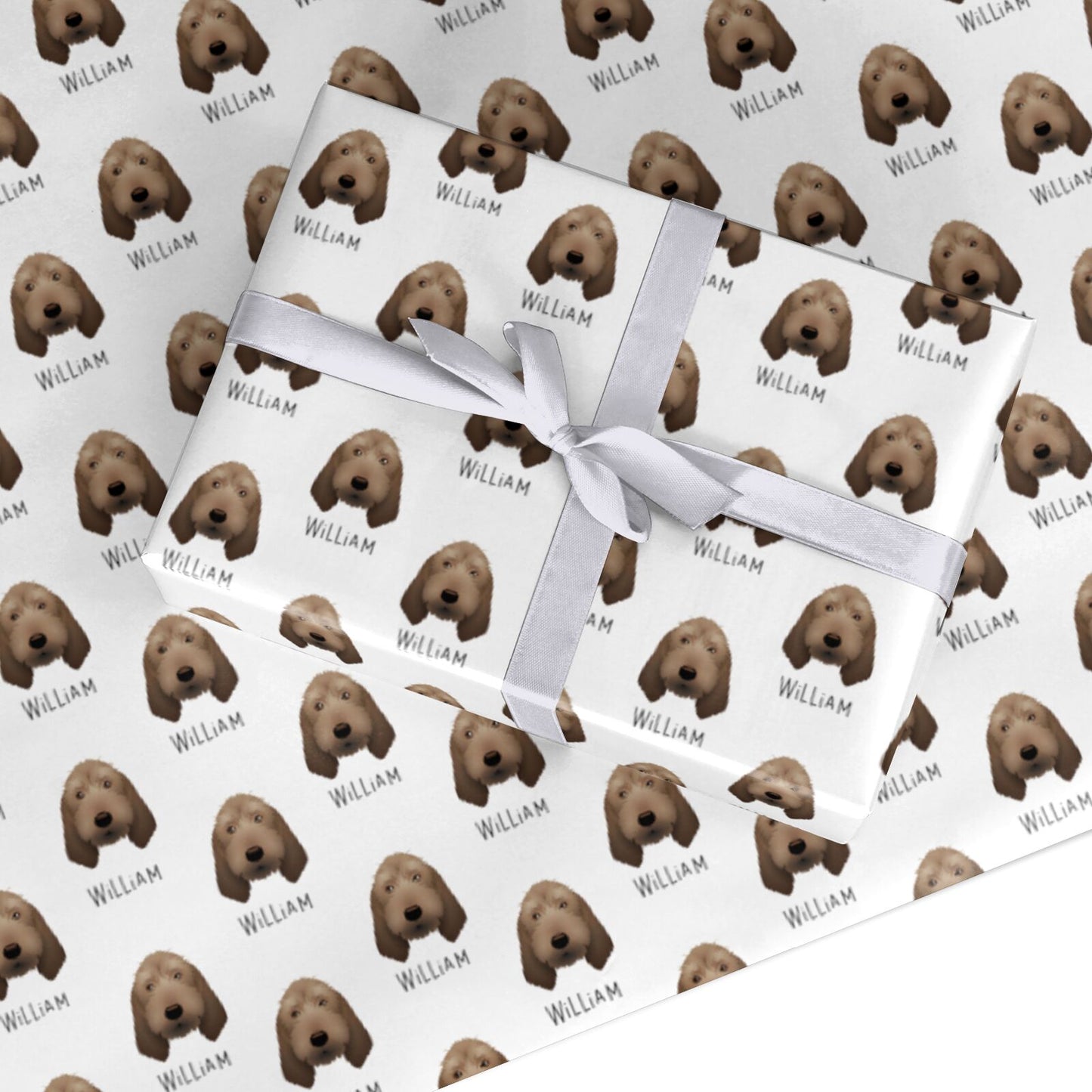 Basset Fauve De Bretagne Icon with Name Custom Wrapping Paper