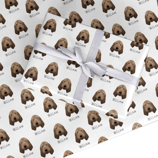 Basset Fauve De Bretagne Icon with Name Custom Wrapping Paper