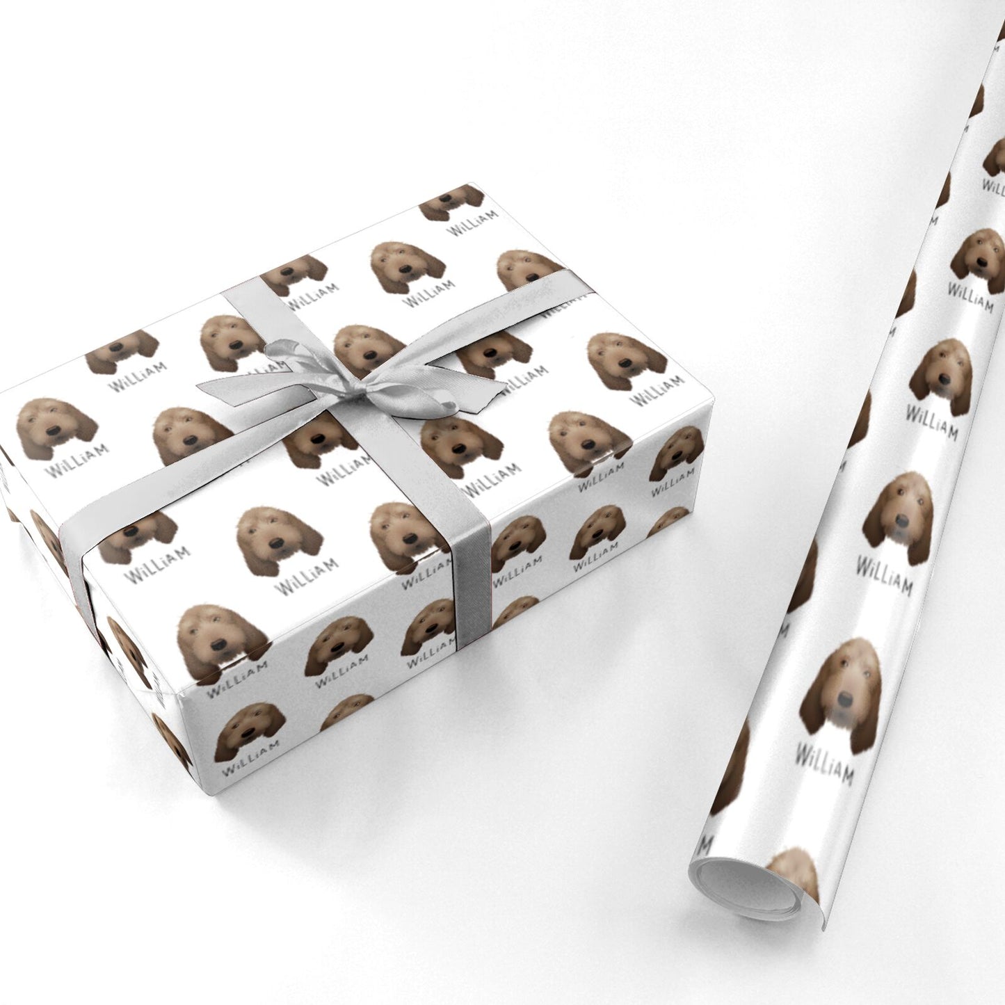 Basset Fauve De Bretagne Icon with Name Personalised Wrapping Paper