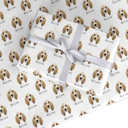 Basset Hound Icon with Name Custom Wrapping Paper