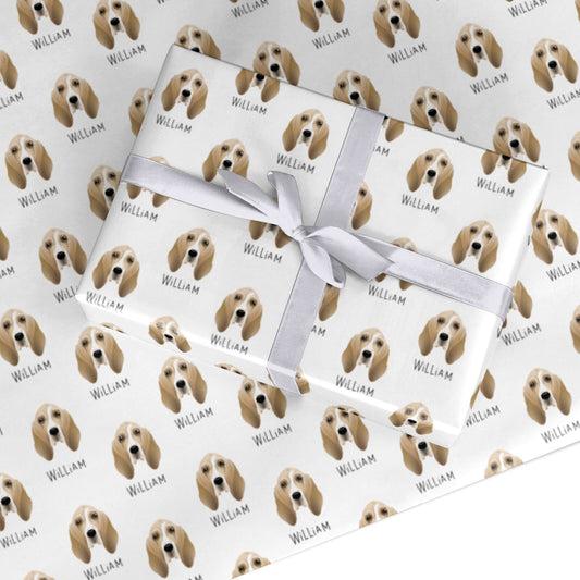 Basset Hound Icon with Name Custom Wrapping Paper