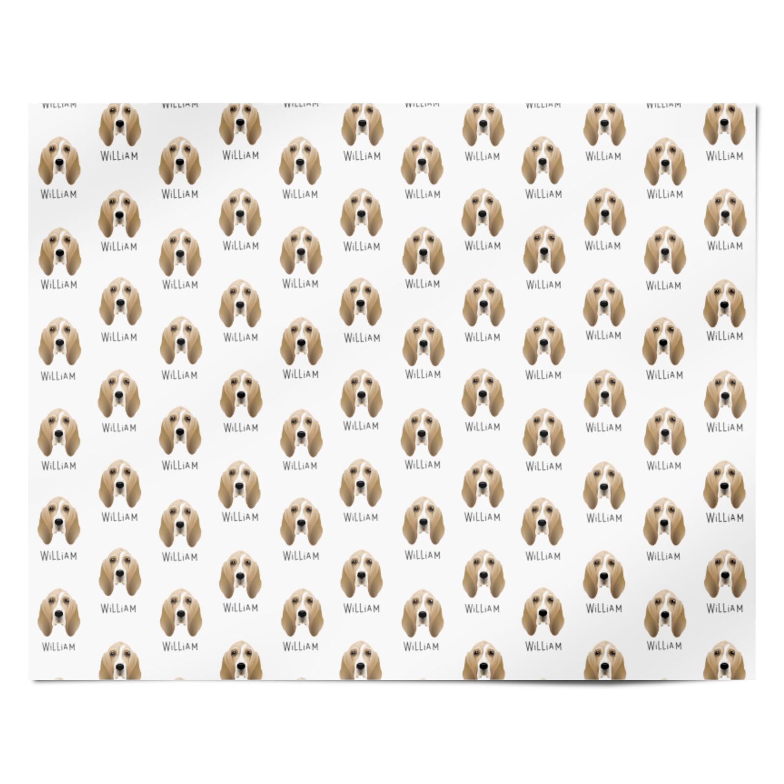 Basset Hound Icon with Name Personalised Wrapping Paper Alternative