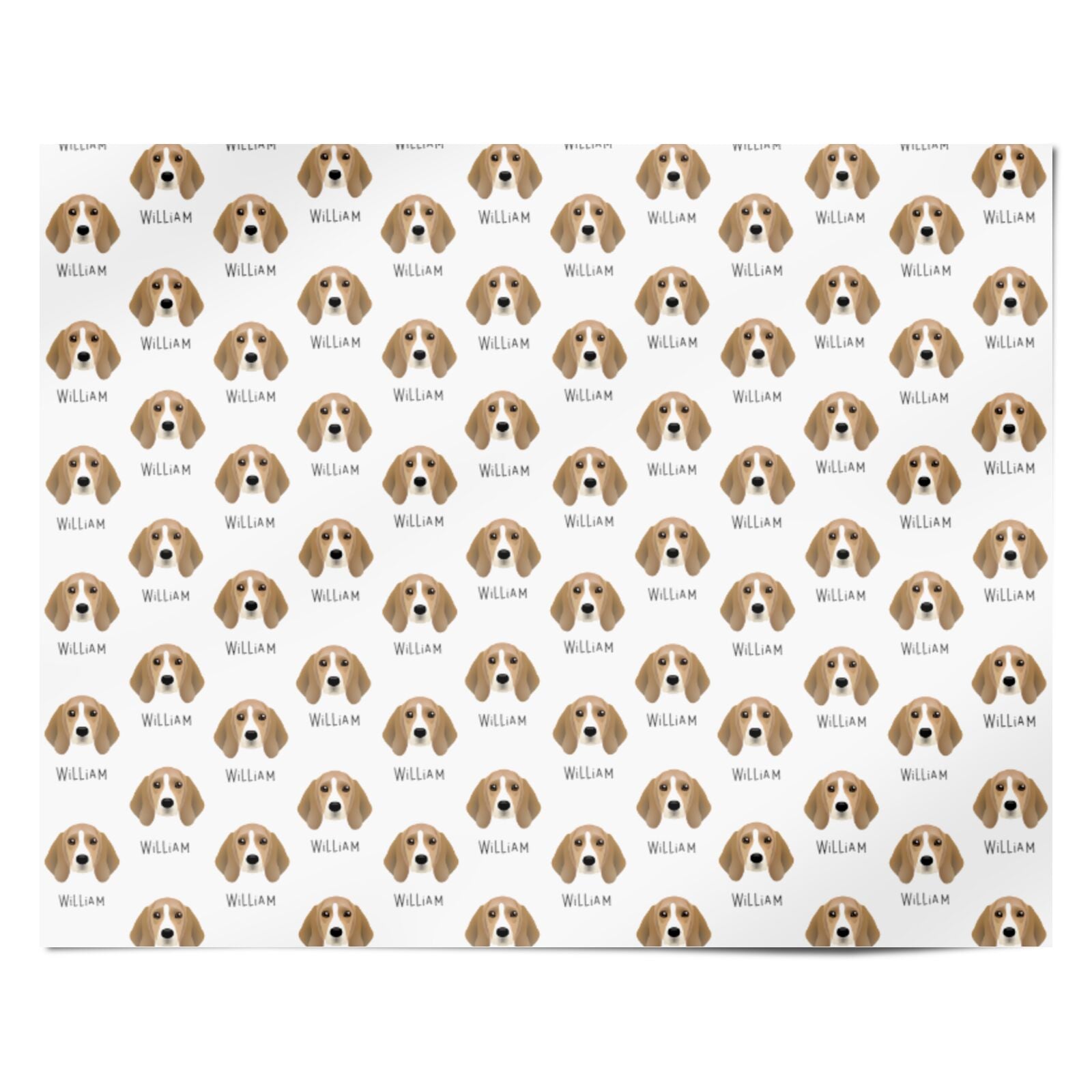 Beagle Icon with Name Personalised Wrapping Paper Alternative