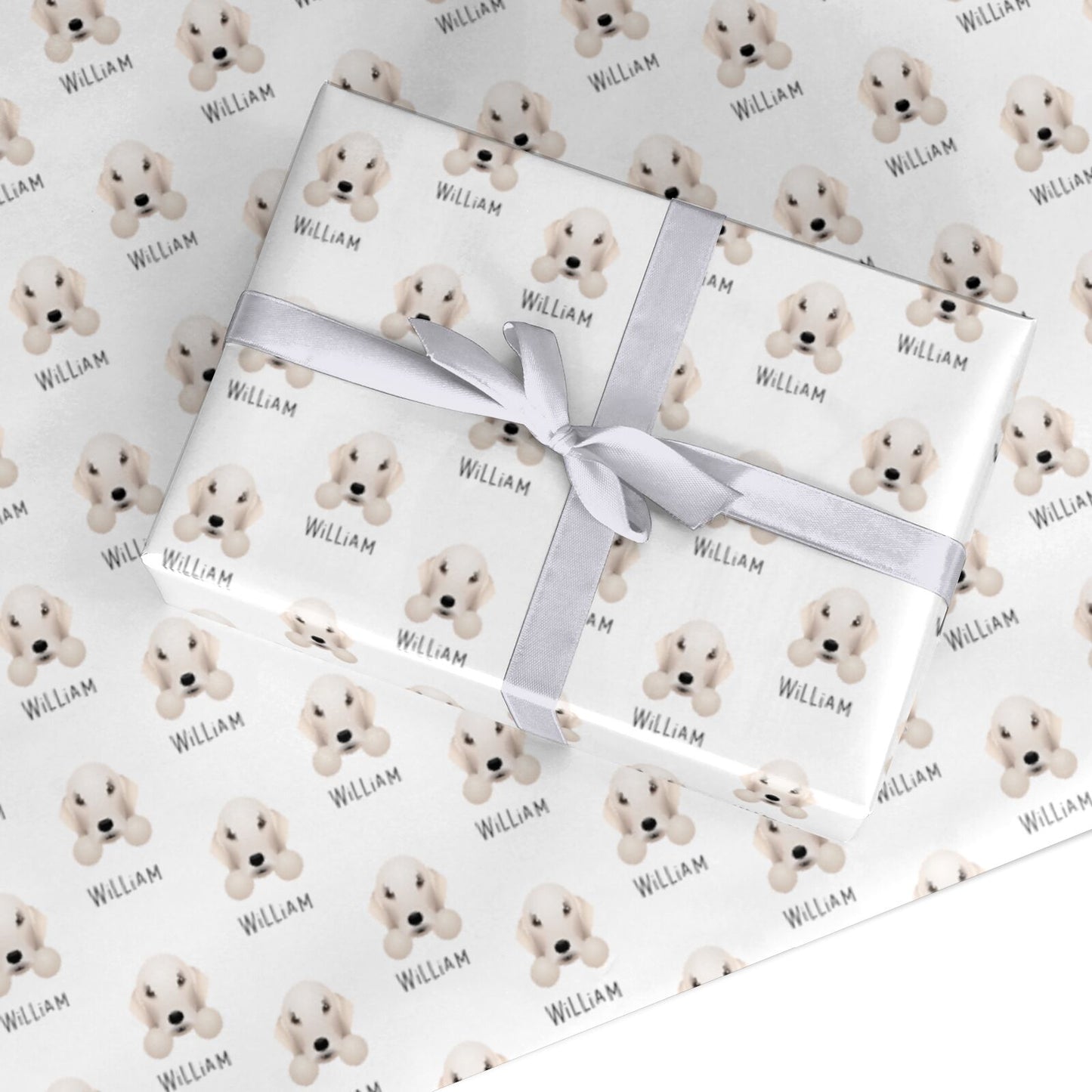 Bedlington Terrier Icon with Name Custom Wrapping Paper