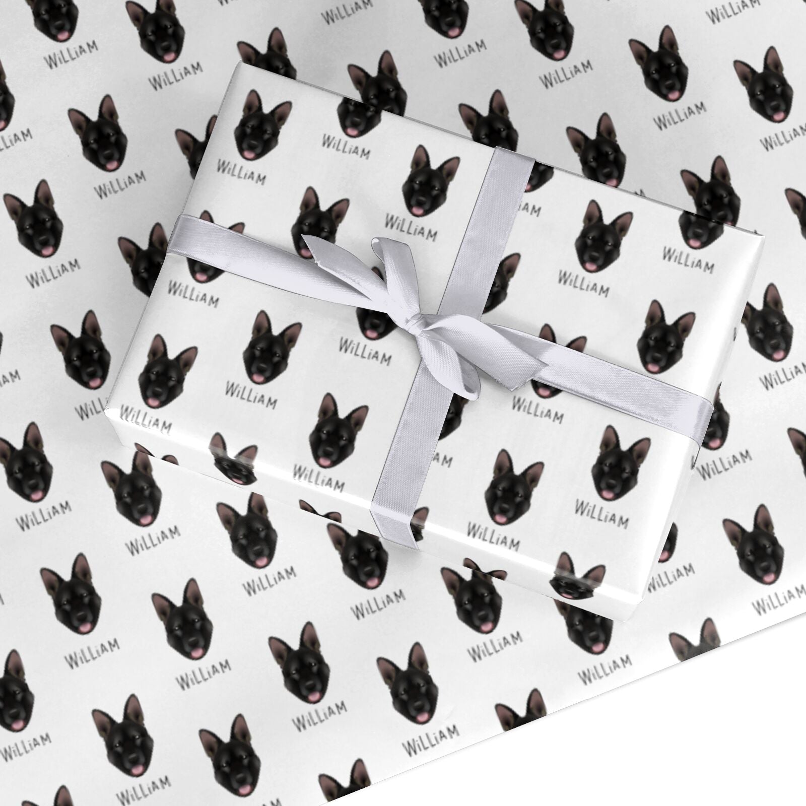 Belgian Malinois Icon with Name Custom Wrapping Paper